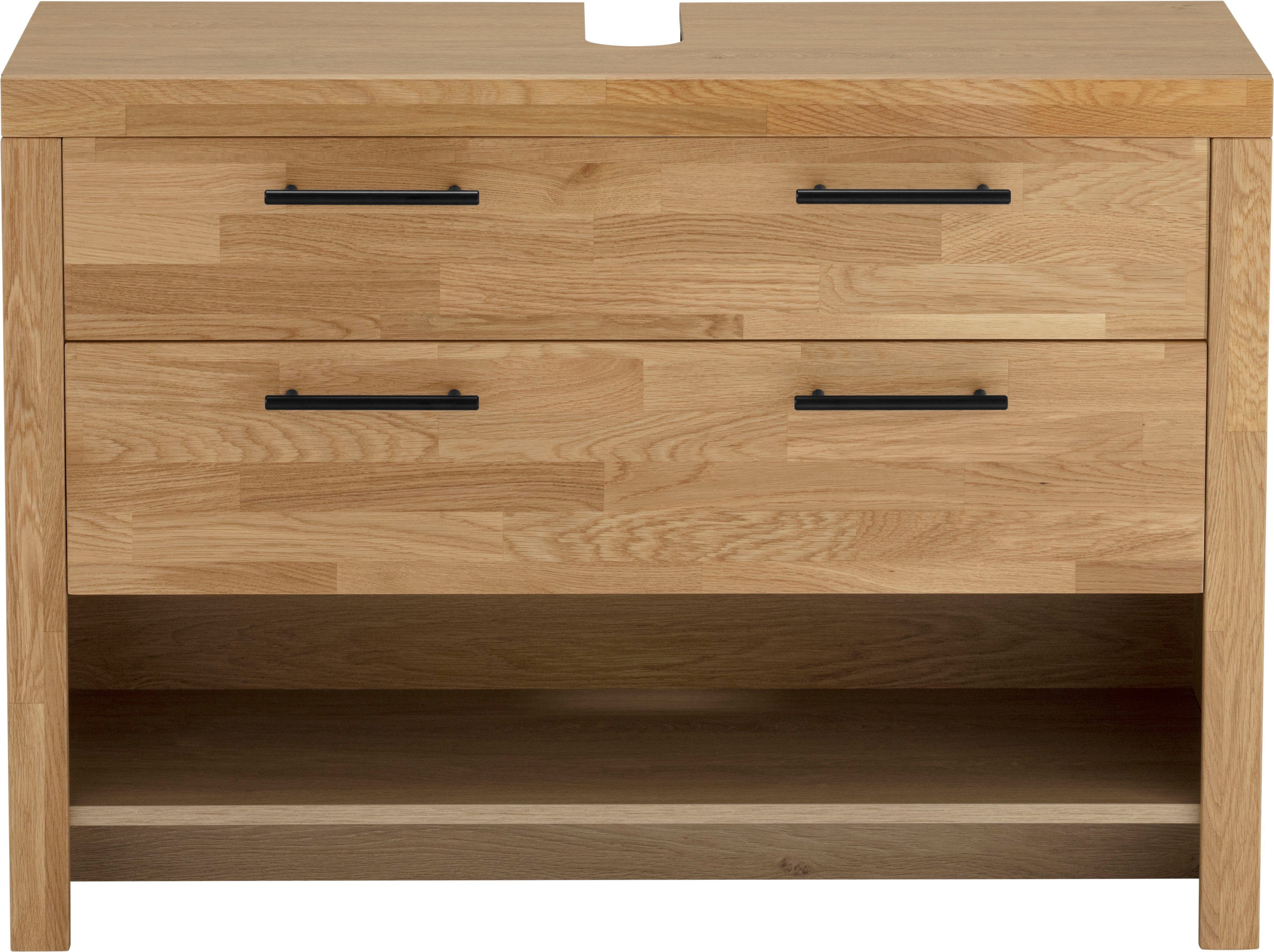 Home affaire Wastafelonderkast Satori Breedte 100 cm, fronten & lijst van eiken, klep en lade