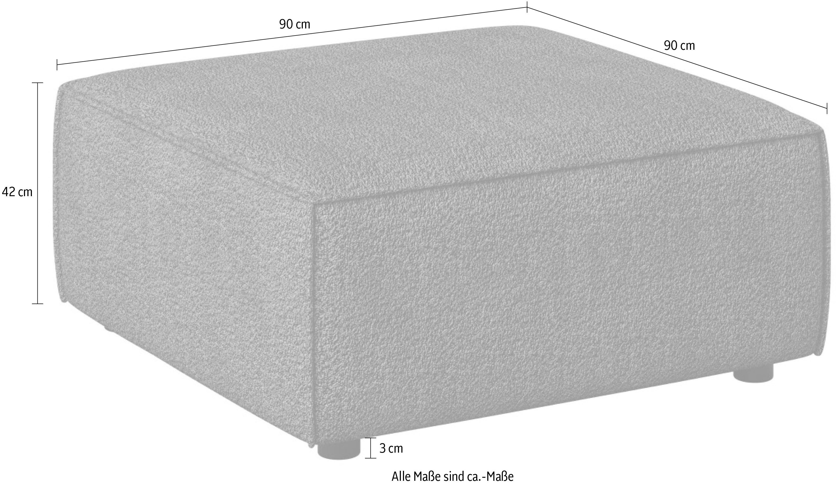 INOSIGN Hocker Poef Cavan, afmetingen BxDxH: 90x90x42 cm geschikt voor de serie, met golfondersteuning, ook in bouclé