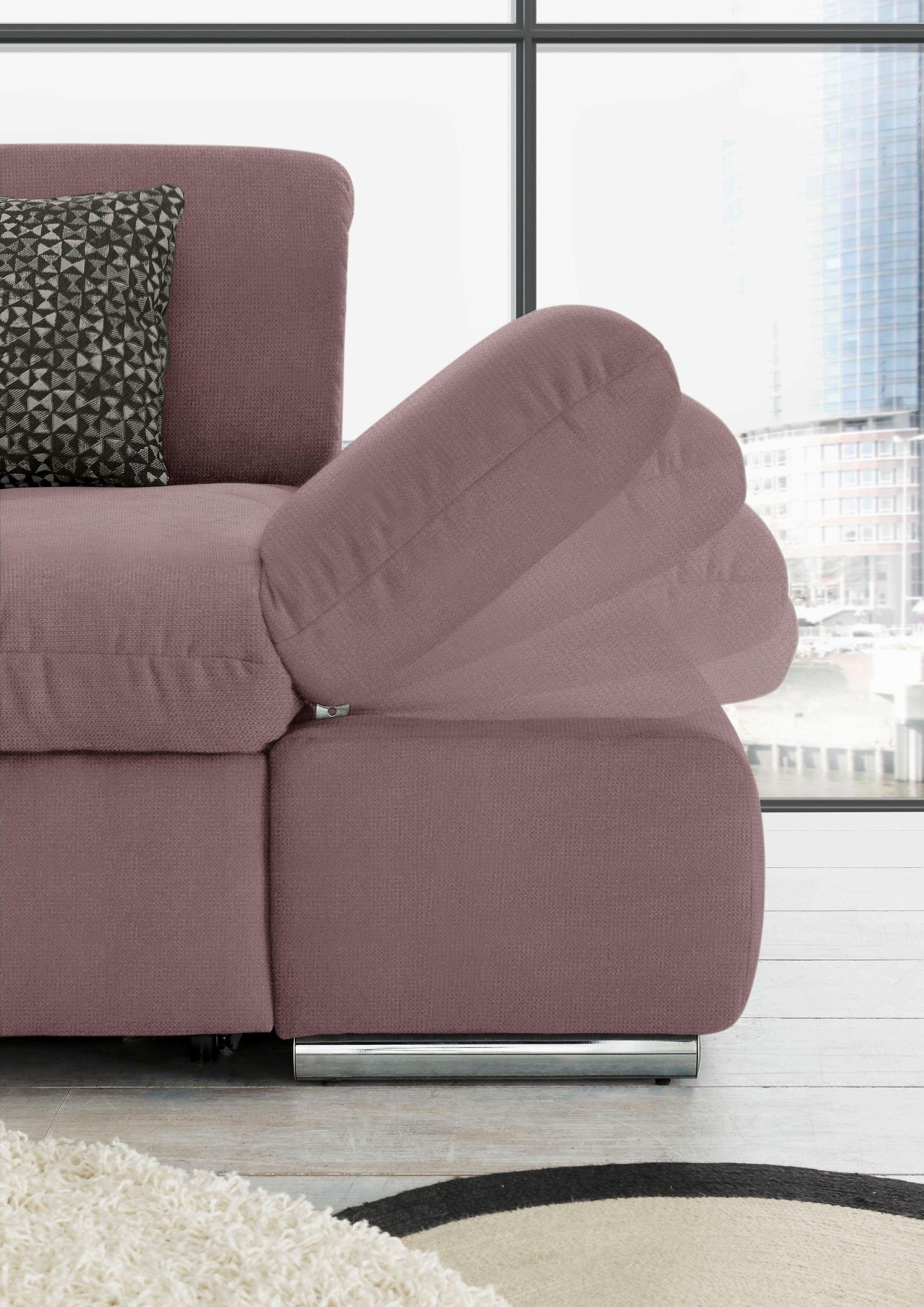 set one by Musterring Hoekbank SO4100 V met verstelbare hoofdeinden, optioneel met functies, cord bekleding