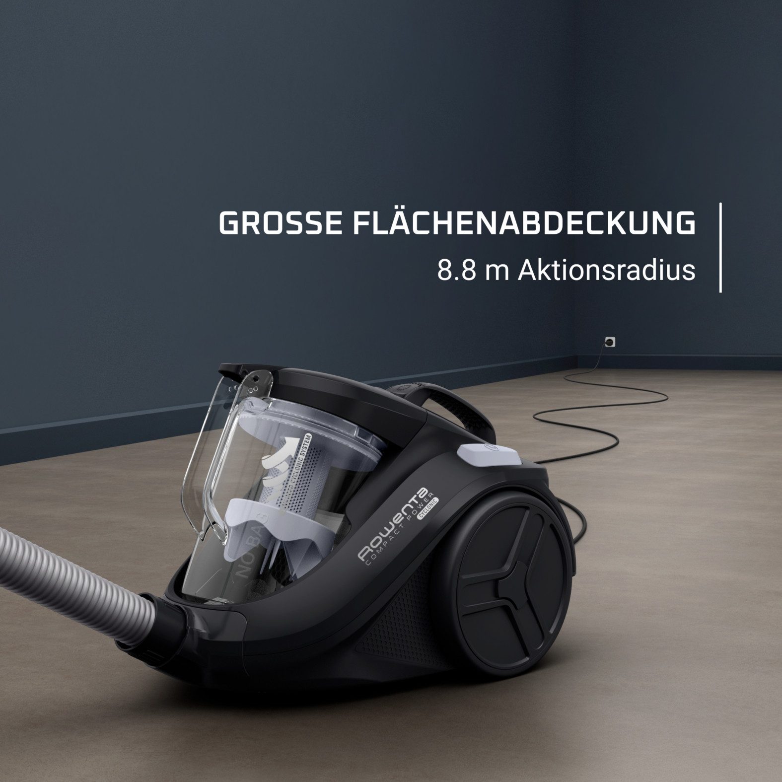 Rowenta Stofzuiger Compact Power Cyclonic, zakloos, hoge zuigkracht op harde vloeren