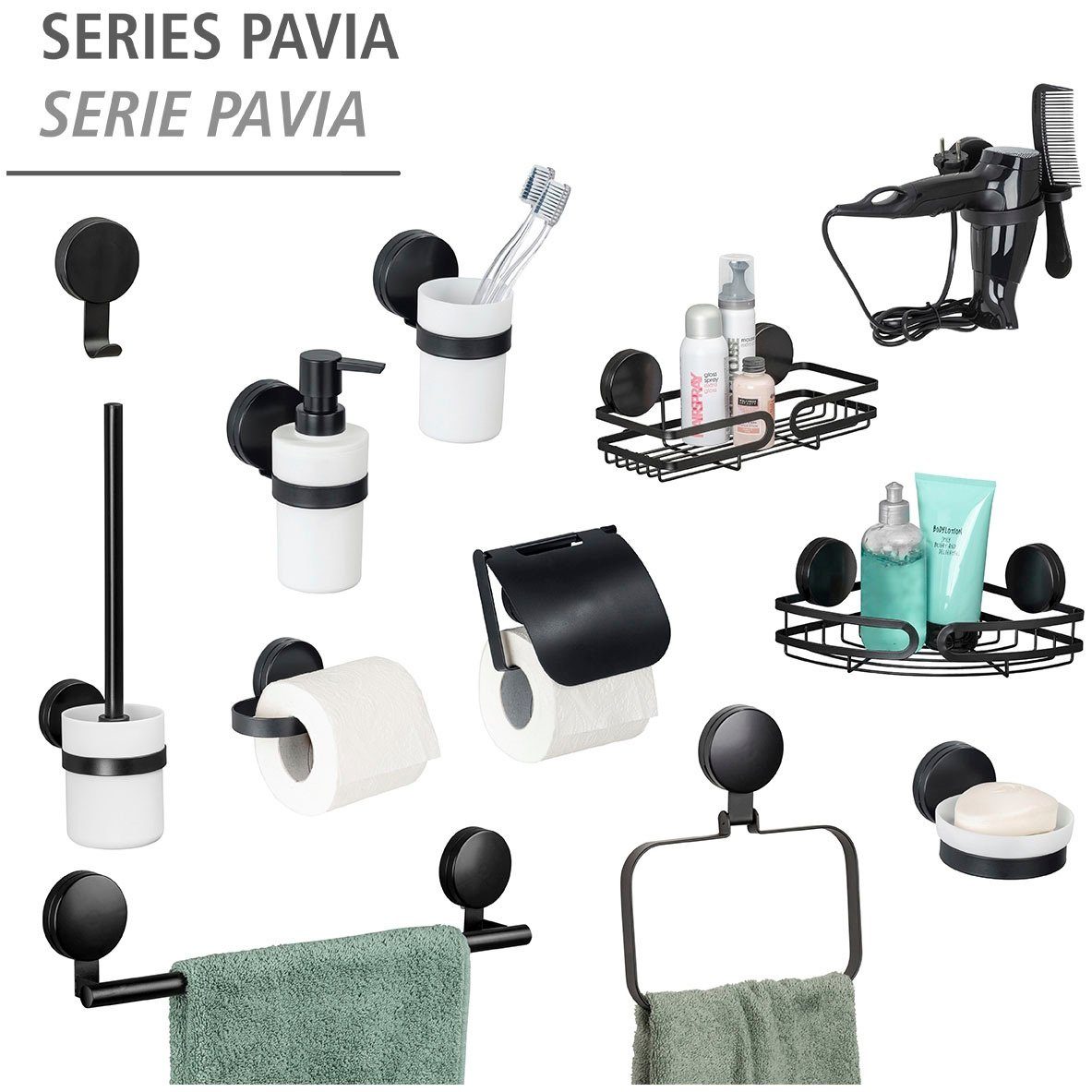 WENKO Poetsbeker Static-Loc® Plus Pavia Bevestigen zonder boren