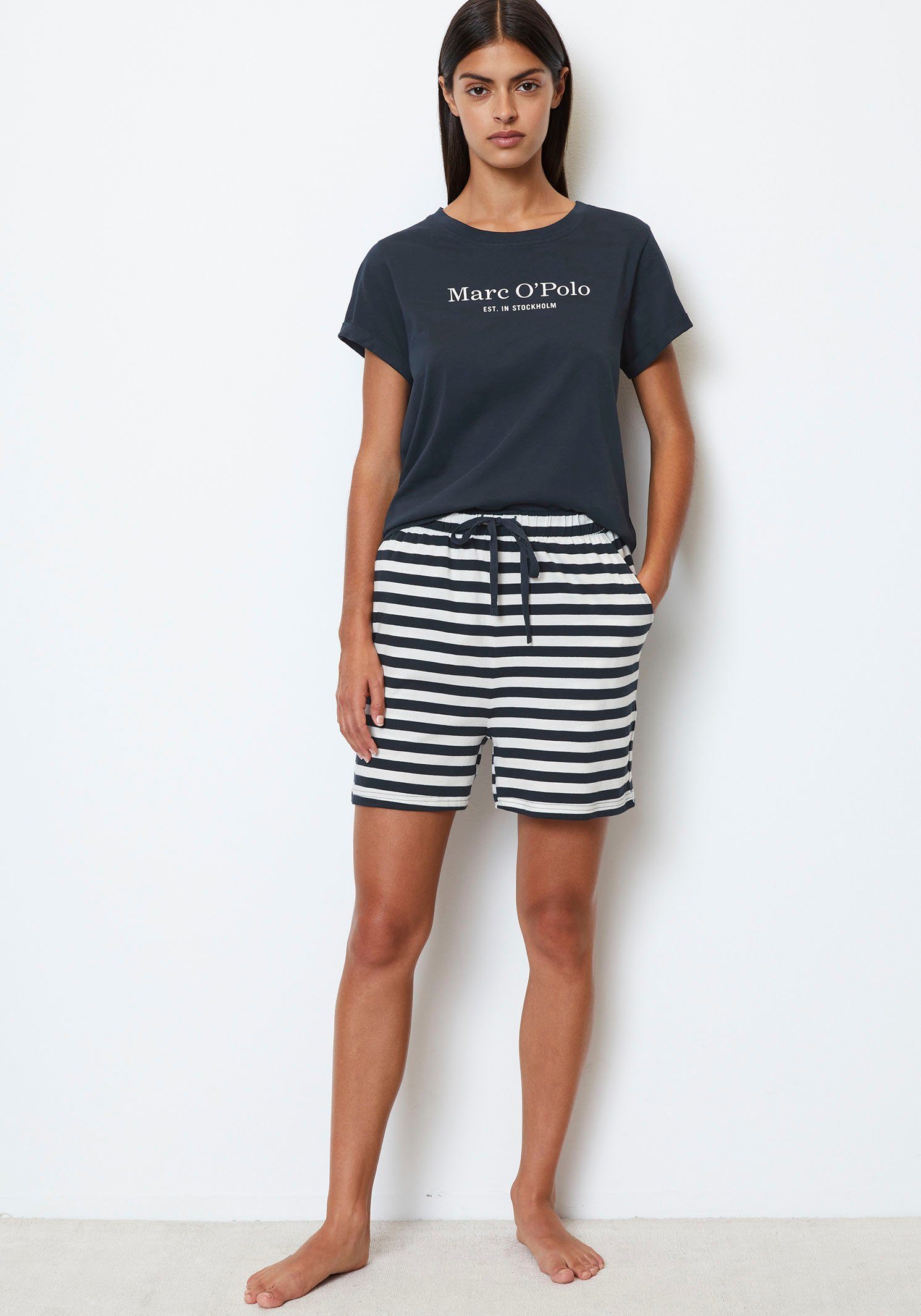 Marc O'Polo Pyjama Mix & Match Cotton-Woven met groot merklogo op de borst (set, 2-delig)