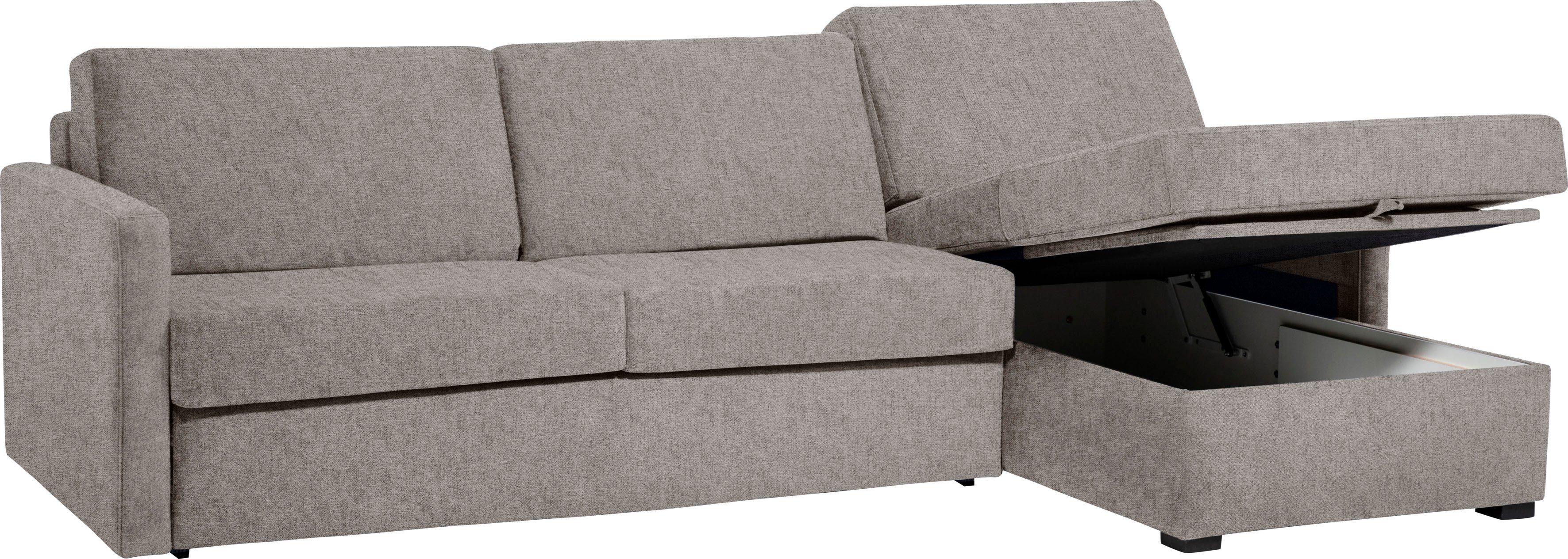 Places of Style Slaapbank GOLDPOINT hoekbank 264 cm, ligoppervlak (140/200 cm), L-vorm, Slaapfunctie, Bonell-binnenveringsmatras en volwaardige bedfunctie