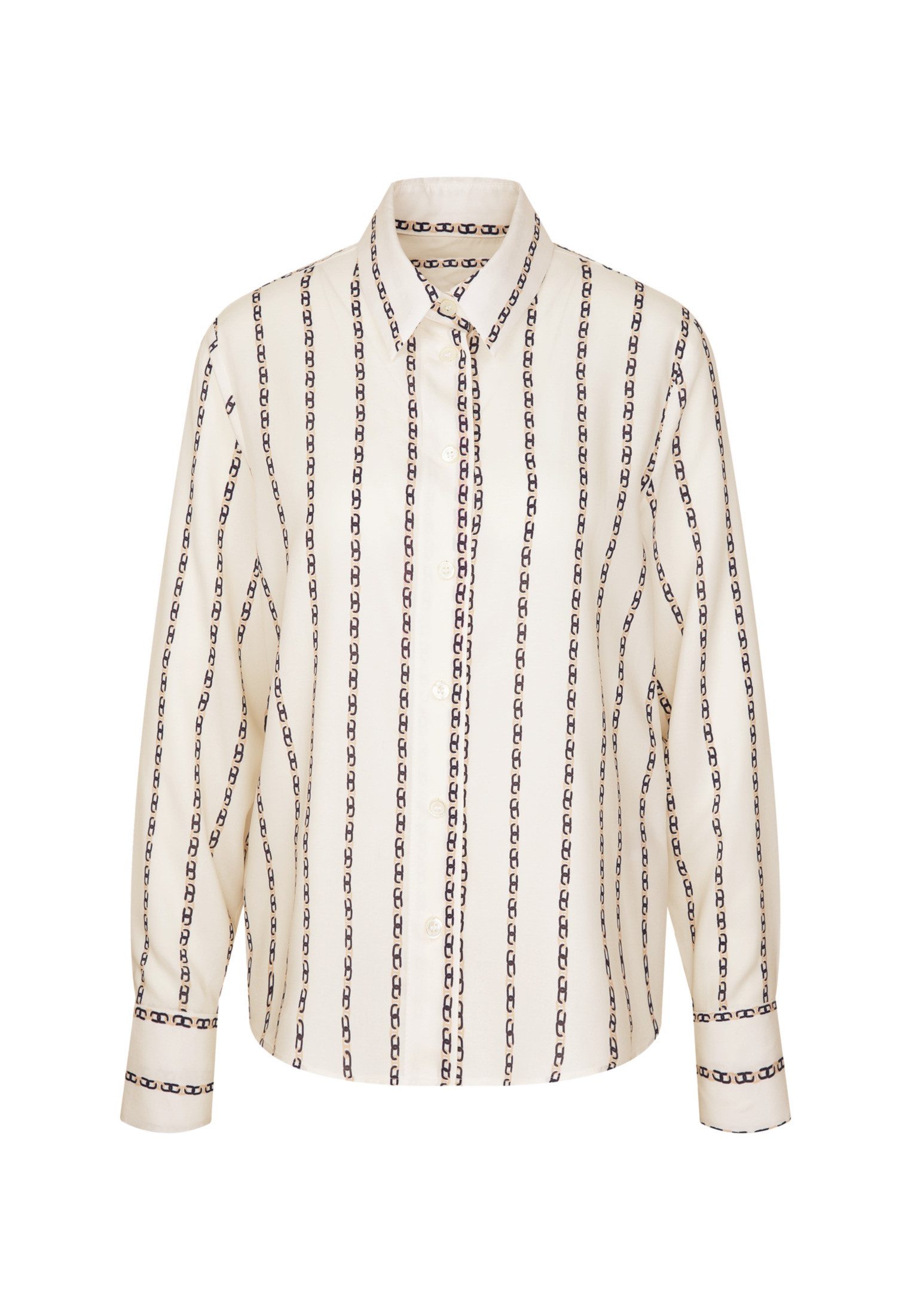 seidensticker Overhemdblouse Zwarte roos Lange mouwen kraag kettingenprint