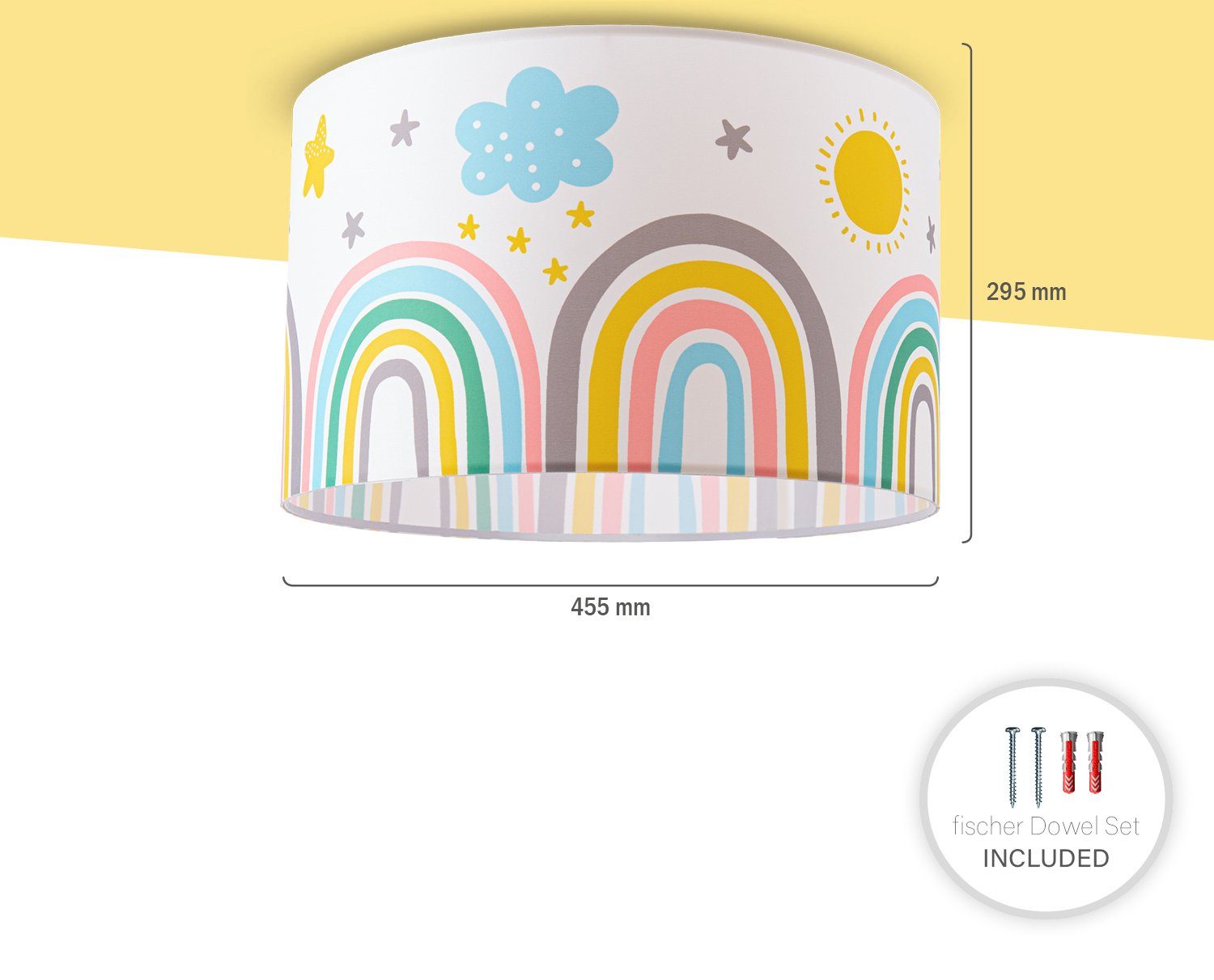 Paco Home Plafondlamp Tweet 462 Lamp kinderkamer plafondlamp regenboog zon wolken sterren E27