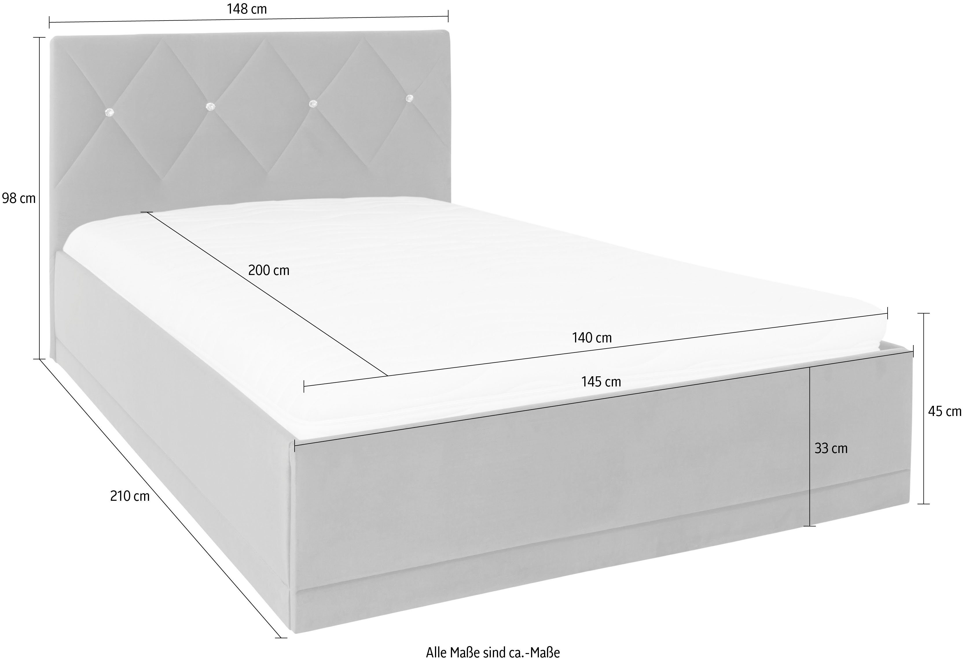 Westfalia Polsterbetten Gestoffeerd bed ADAMAS ook met bedlade, knoopdetails met stras