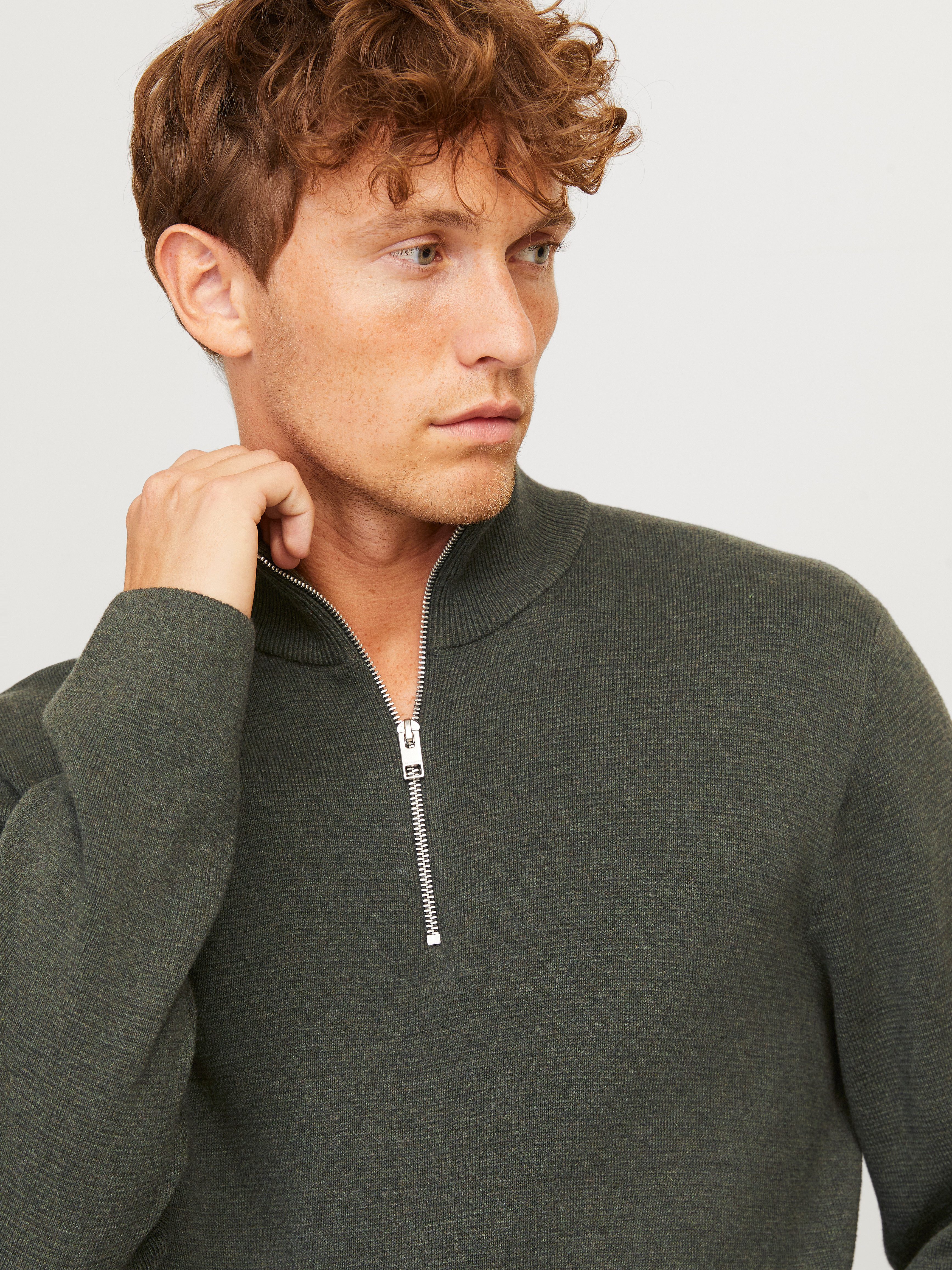 Jack & Jones Schipperstrui JPRBLAMILANO STITCH KNIT HALF ZIP SN