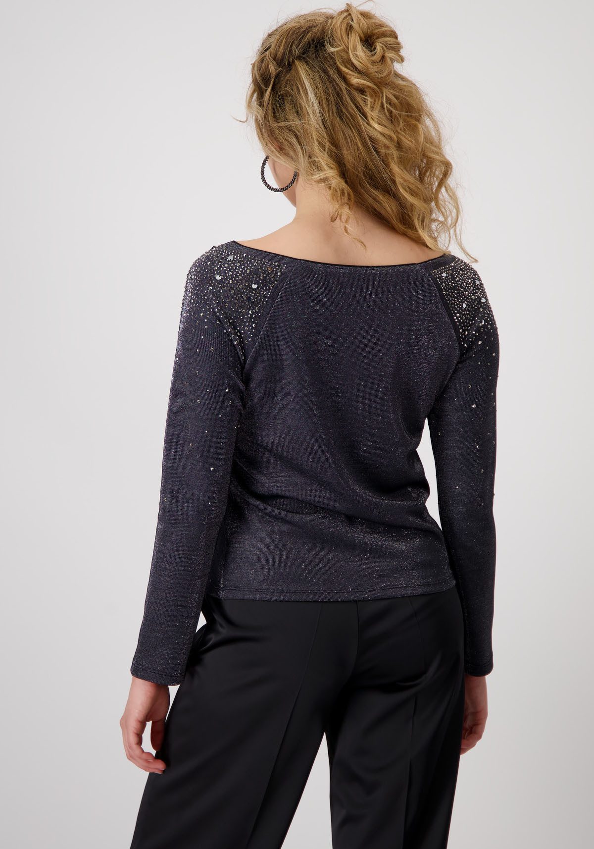 Monari Shirt met ronde hals Shirt lurex + sieraad