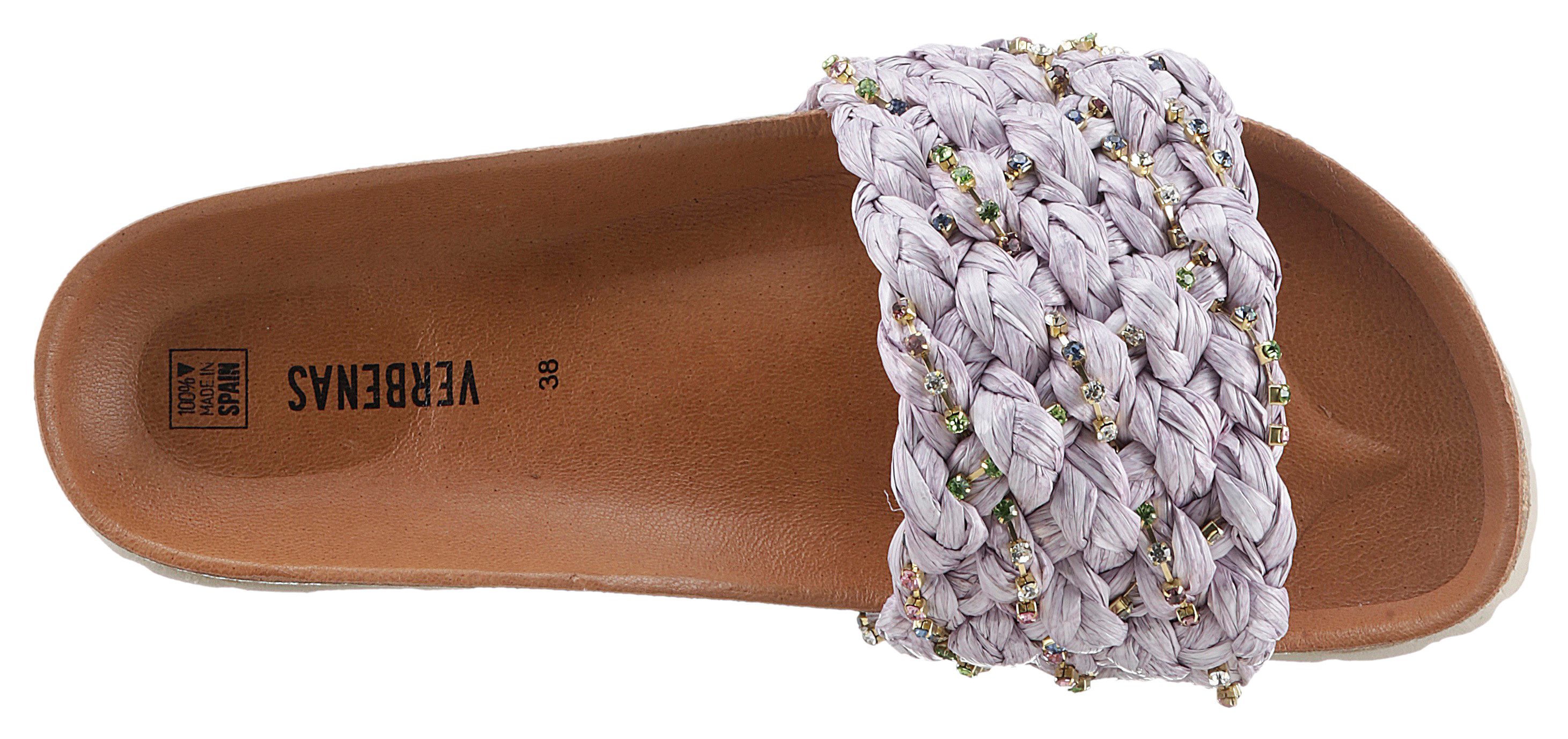 VERBENAS Slippers RICA TRENZA RAFIA BRILLOS , zomerschoen, badschoen, slippers met leren voetbed