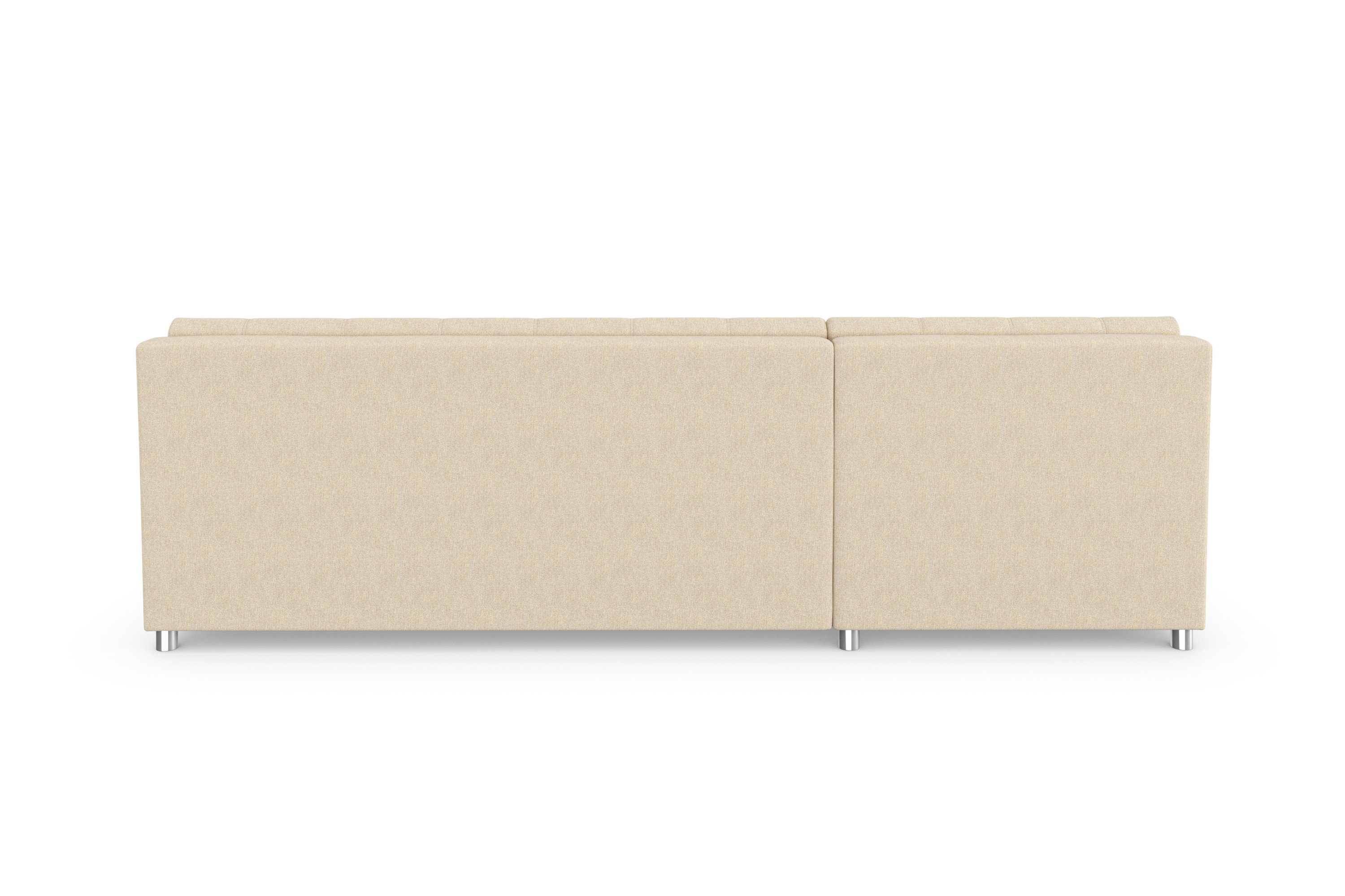 DOMO collection Hoekbank Treviso veel bekledingen, ook in cord, L-vorm, B/D/H: 267/80/83 cm optioneel met slaapbank functie, incl. sierkussens, hoogwaardig doorgestikt patroon
