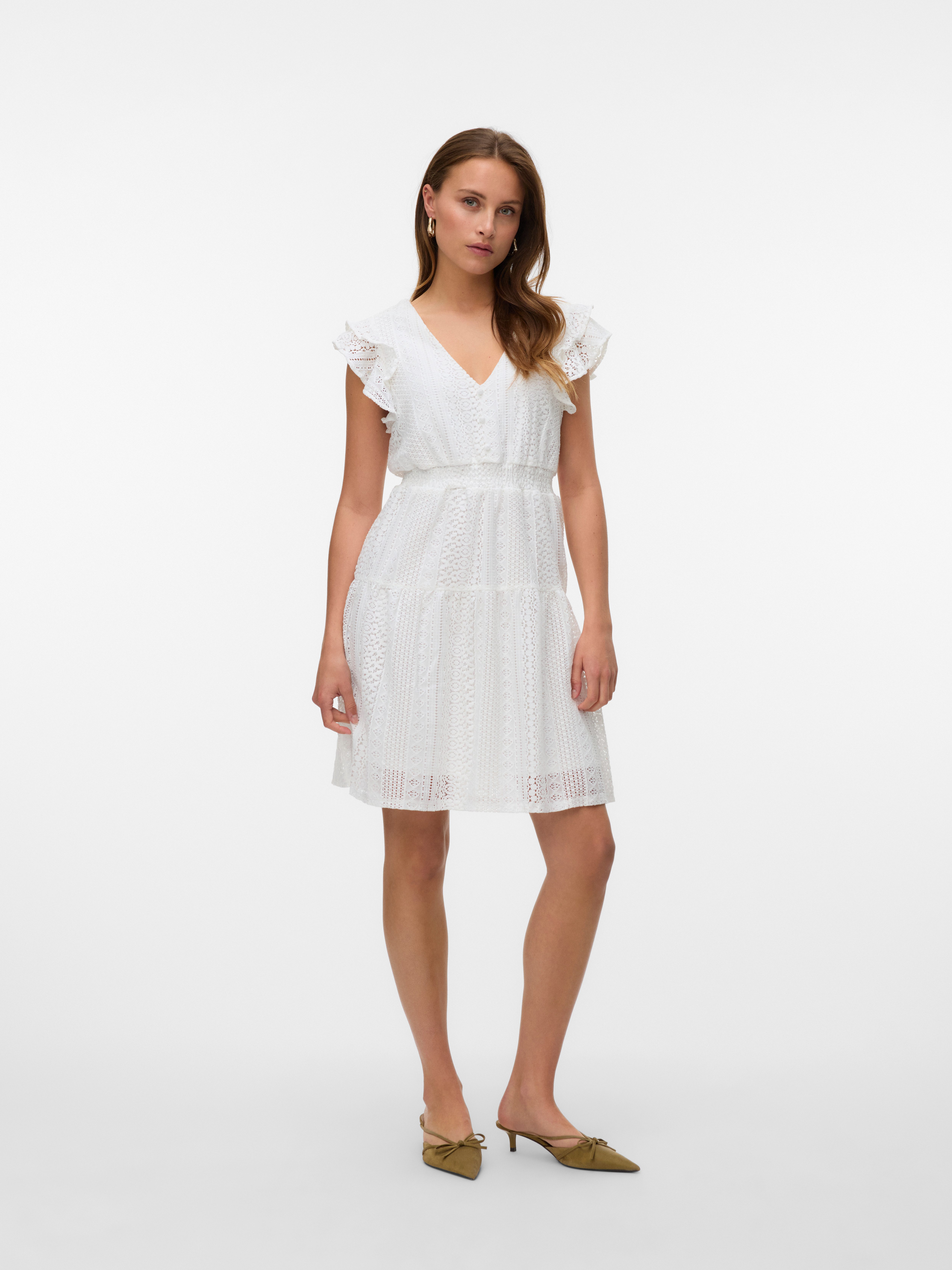 Vero Moda Mini-jurk VMHONEY LACE V-HALS KORTE DRESS WVN GA