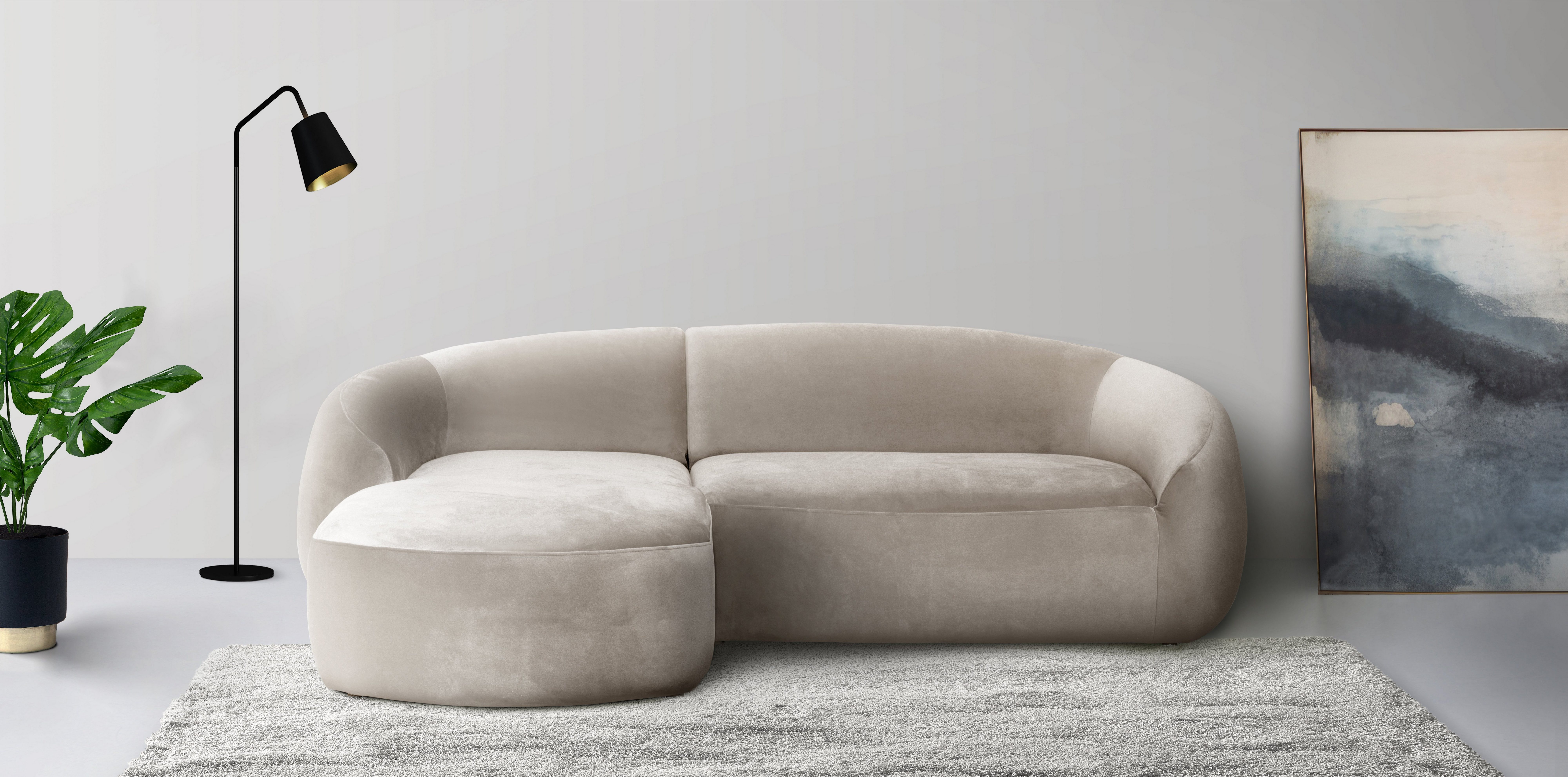 LeGer Home by Lena Gercke Hoekbank YANI L-vorm, designerbank, organische vorm, afmetingen B/D/H: 255/170/81 cm bruin, hoekbanken, Recamiere links
