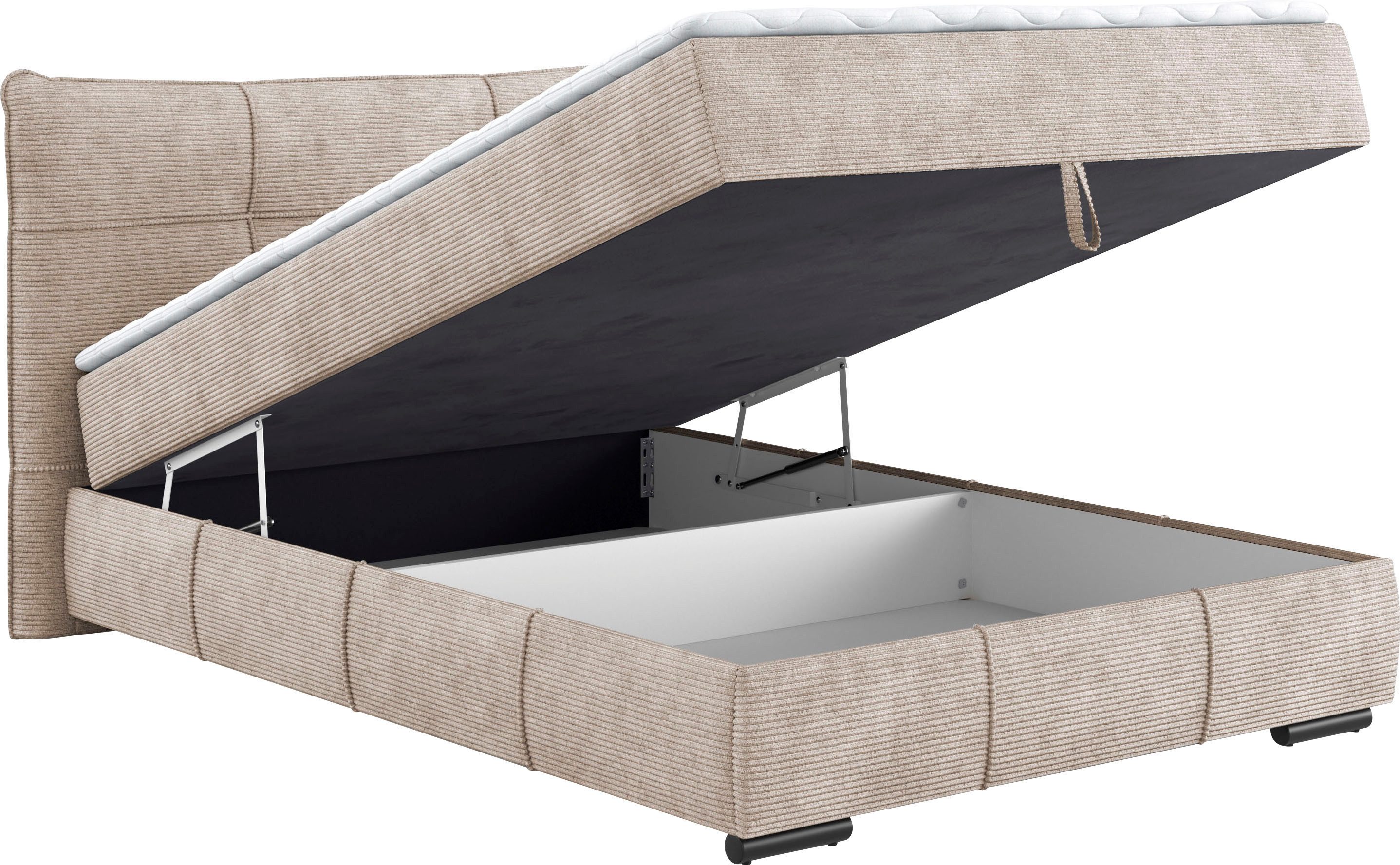 Mr. Couch Boxspring Brewdley met bedkist, incl. matras Topmatras en sierkussen, in verschillende hardheden beschikbaar
