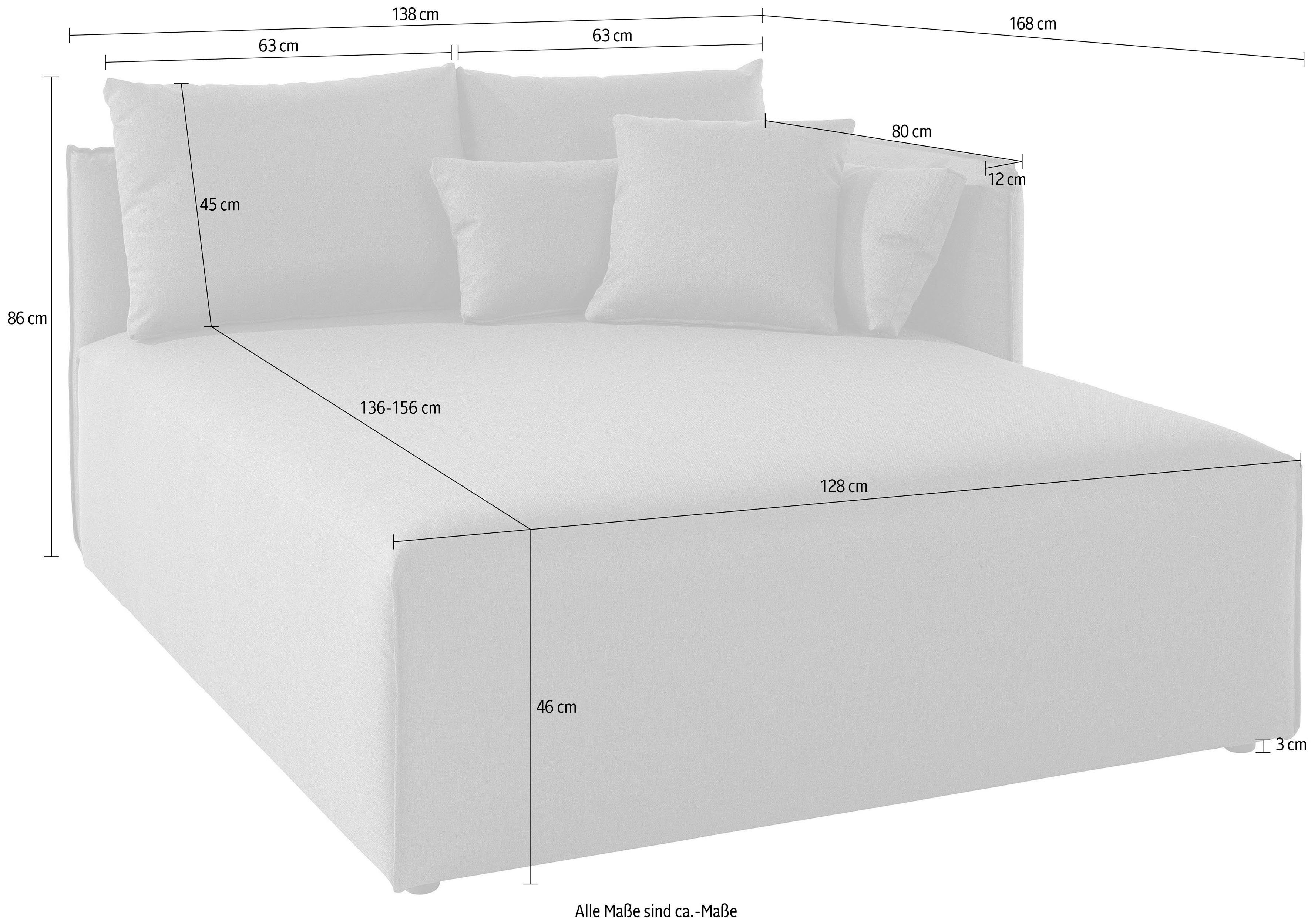 andas Ottomane Nöre Lounge-module - om zelf samen te stellen, breedte 138 cm, diepte 168 cm