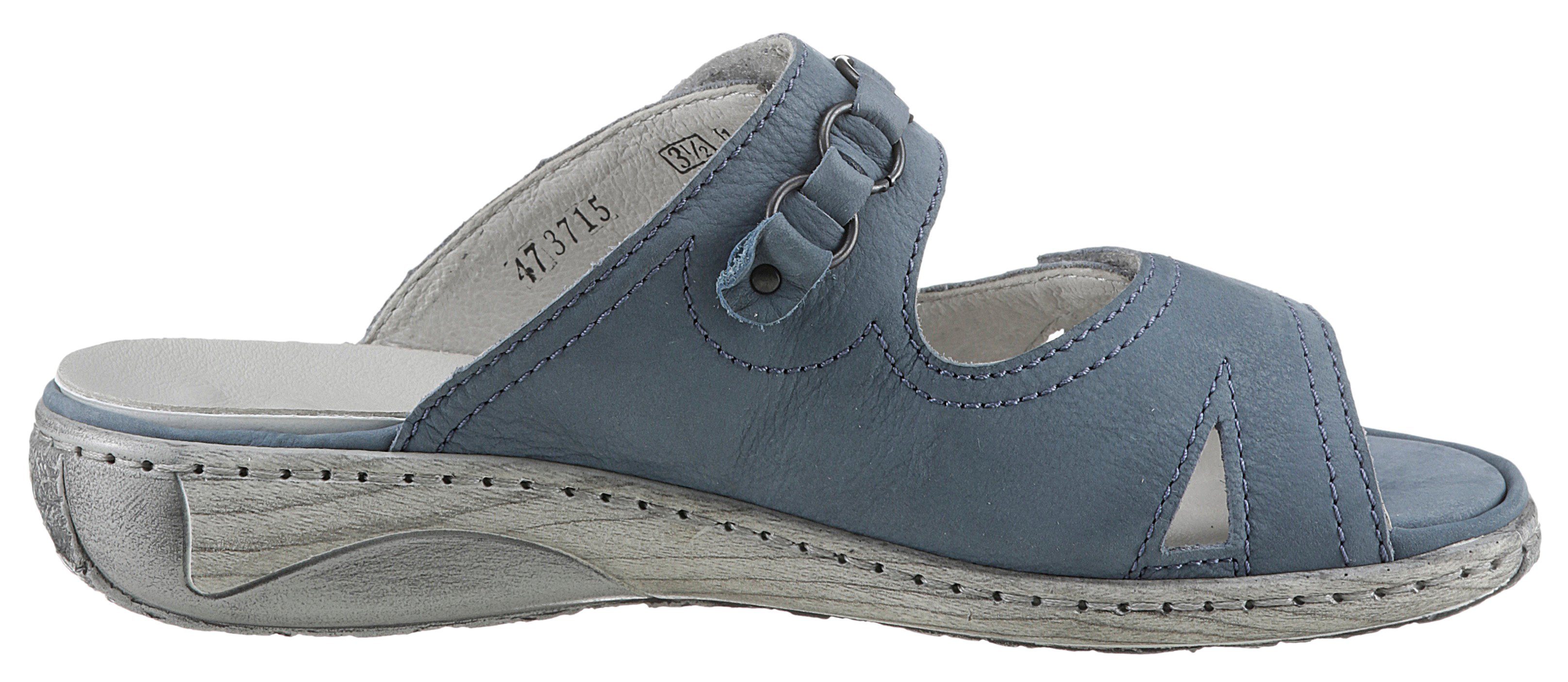 Waldläufer Slippers Garda , sleehak, zomerschoen, pantoffels met juwelenapplicatie, wijdte g