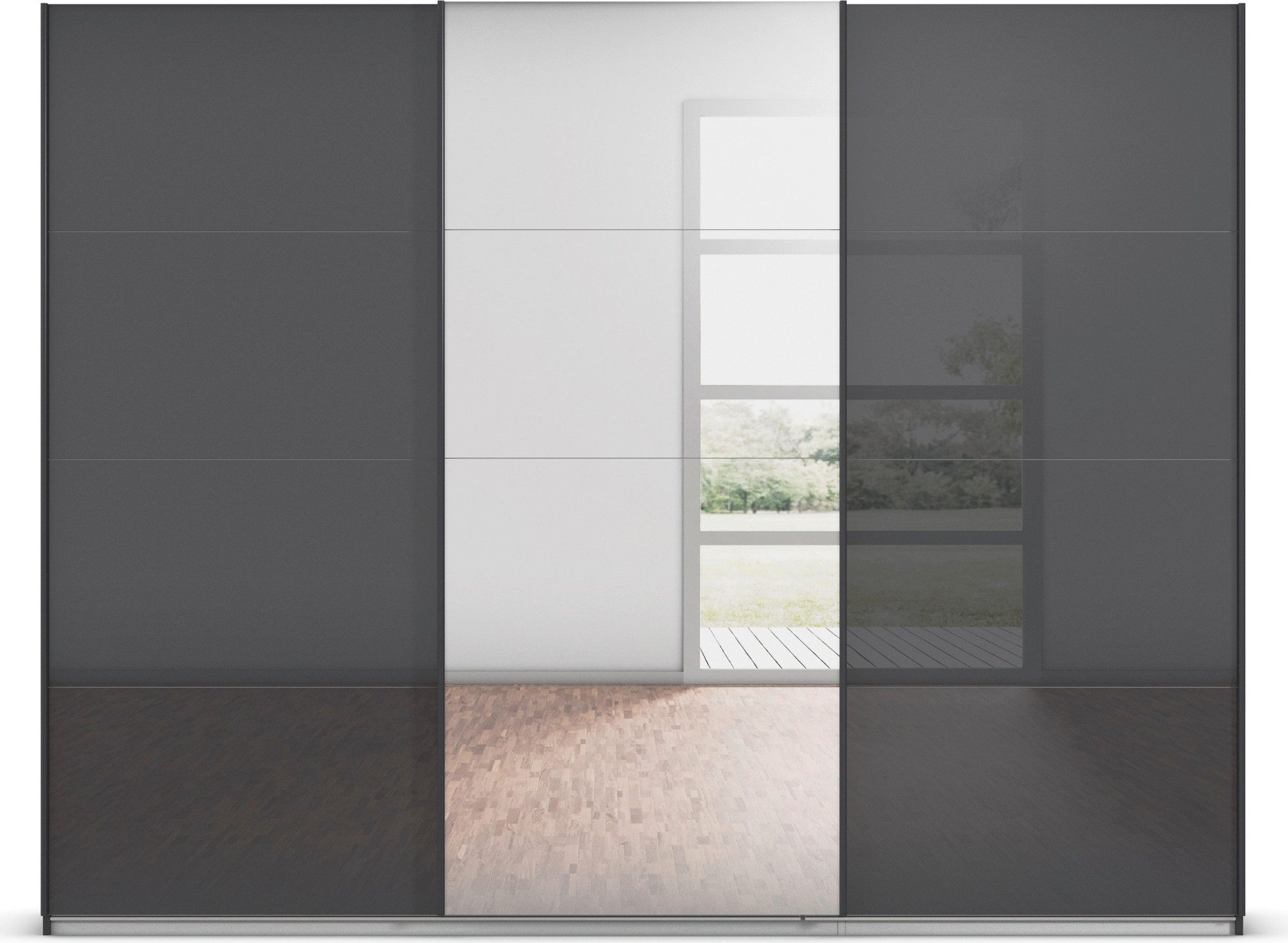rauch Schuifdeurkast Kledingkasten kast garderobe AGORDO met glazen front doordachte binnenuitrusting, in 4 breedtes en 2 hoogtes made in germany