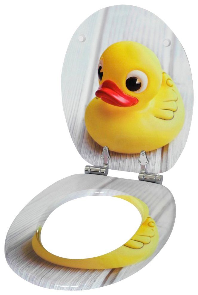 Sanilo Set badkameraccessoires Eend bestaand uit toiletzitting, badmat en wastafelplug (complete set, 3-delig)