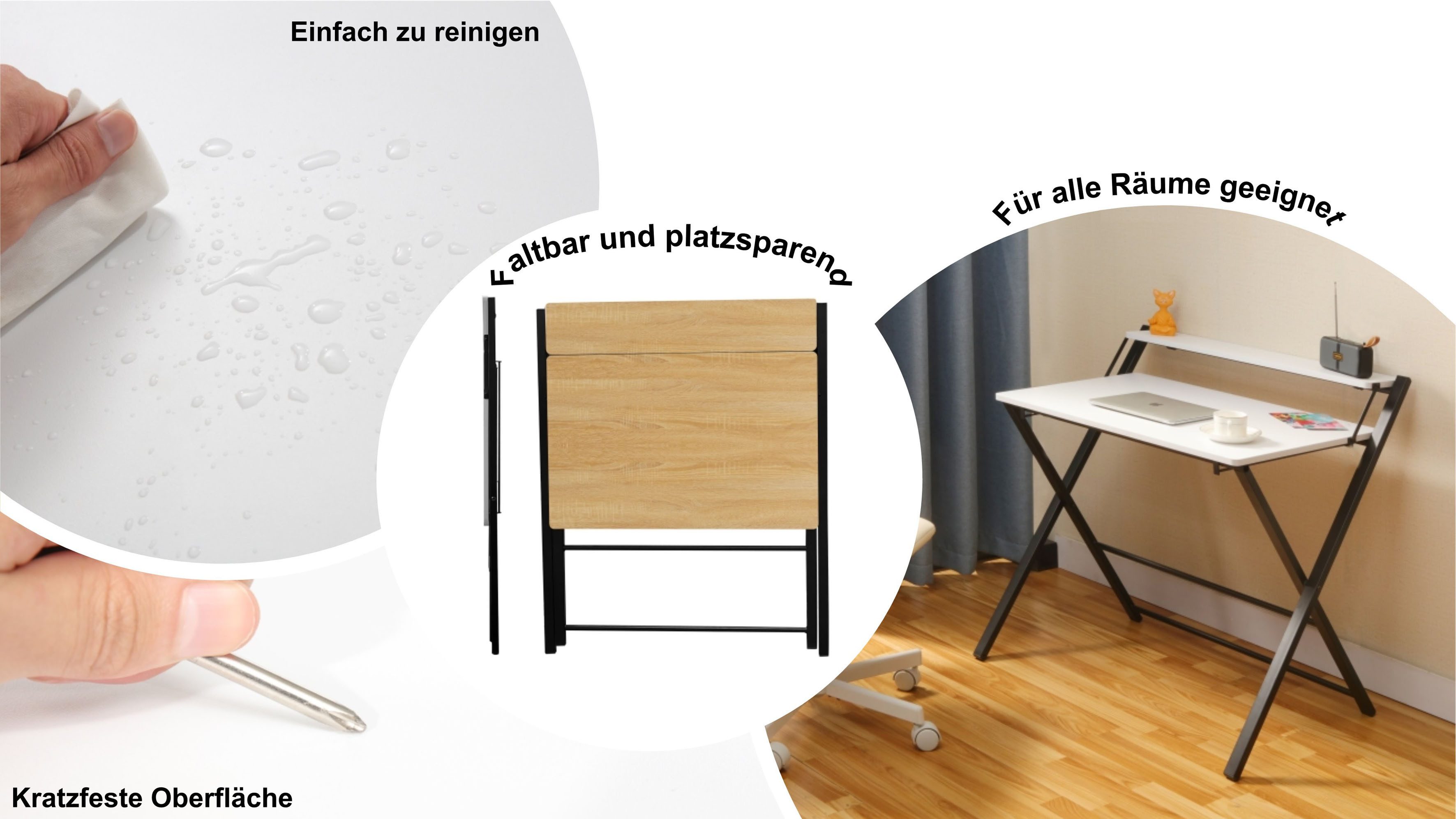 INOSIGN Pc-bureau SULBY, laptoptafel, bureau, met planchet, Metalen frame, opvouwbaar, ruimtebesparend, max. 86,5x82,5 cm