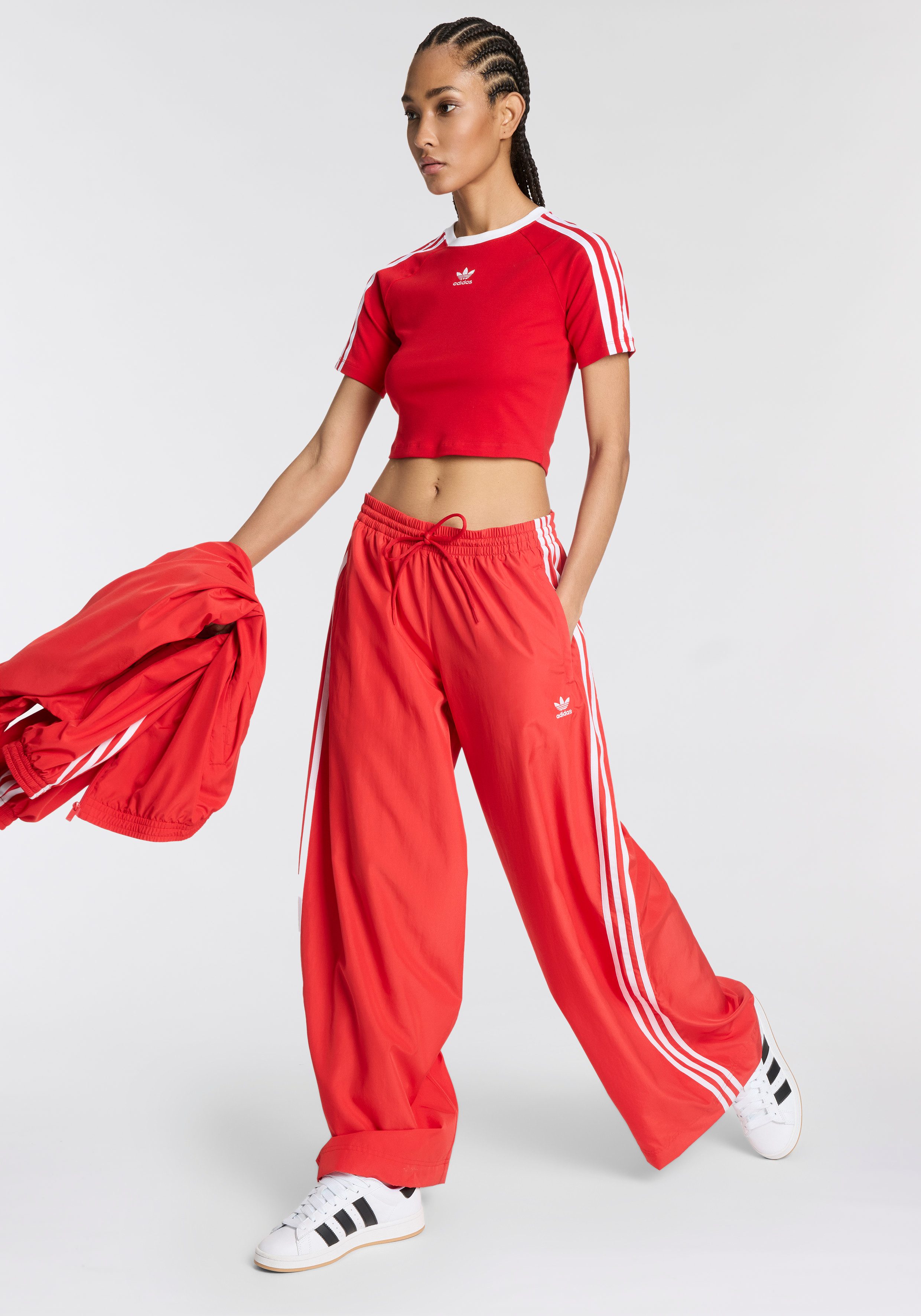 adidas Originals T-shirt 3 S BABY TEE Cropped drie-strepen shirt
