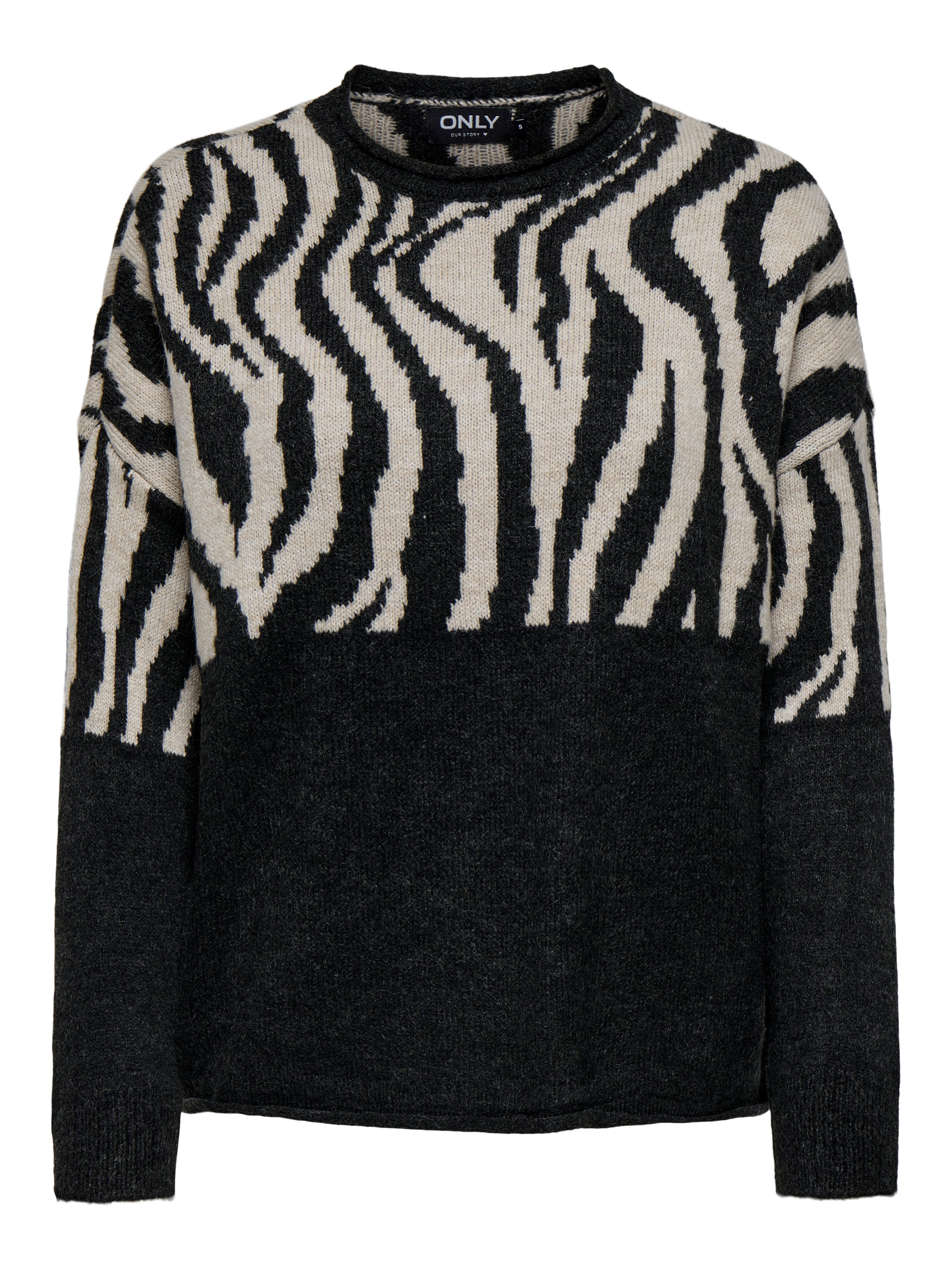 Only Trui met ronde hals ONLJADE ZEBRA LS O-NECK CC KNT