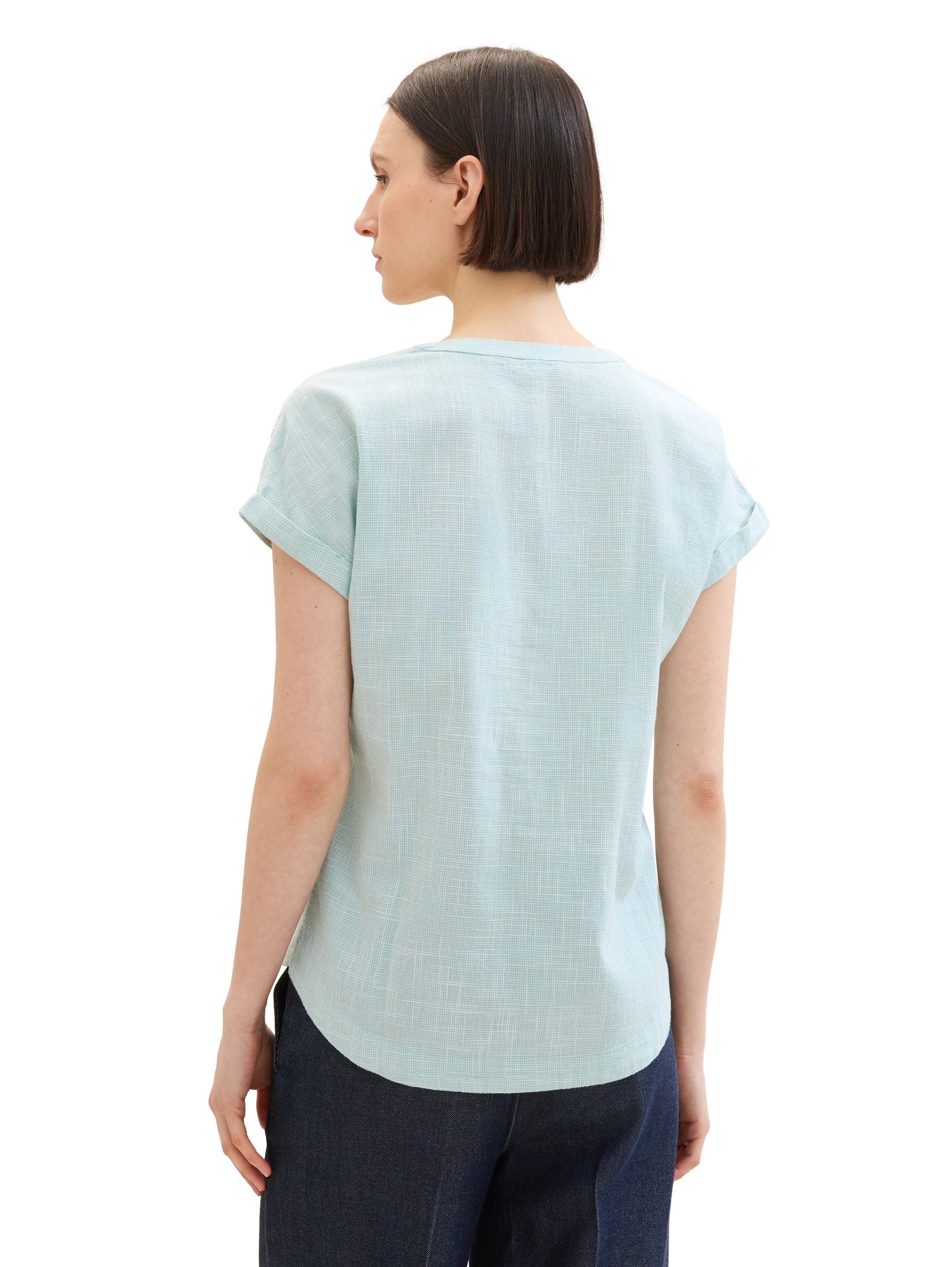 Tom Tailor Blouse zonder sluiting Korte mouw met geweven structuur en V-halslijn
