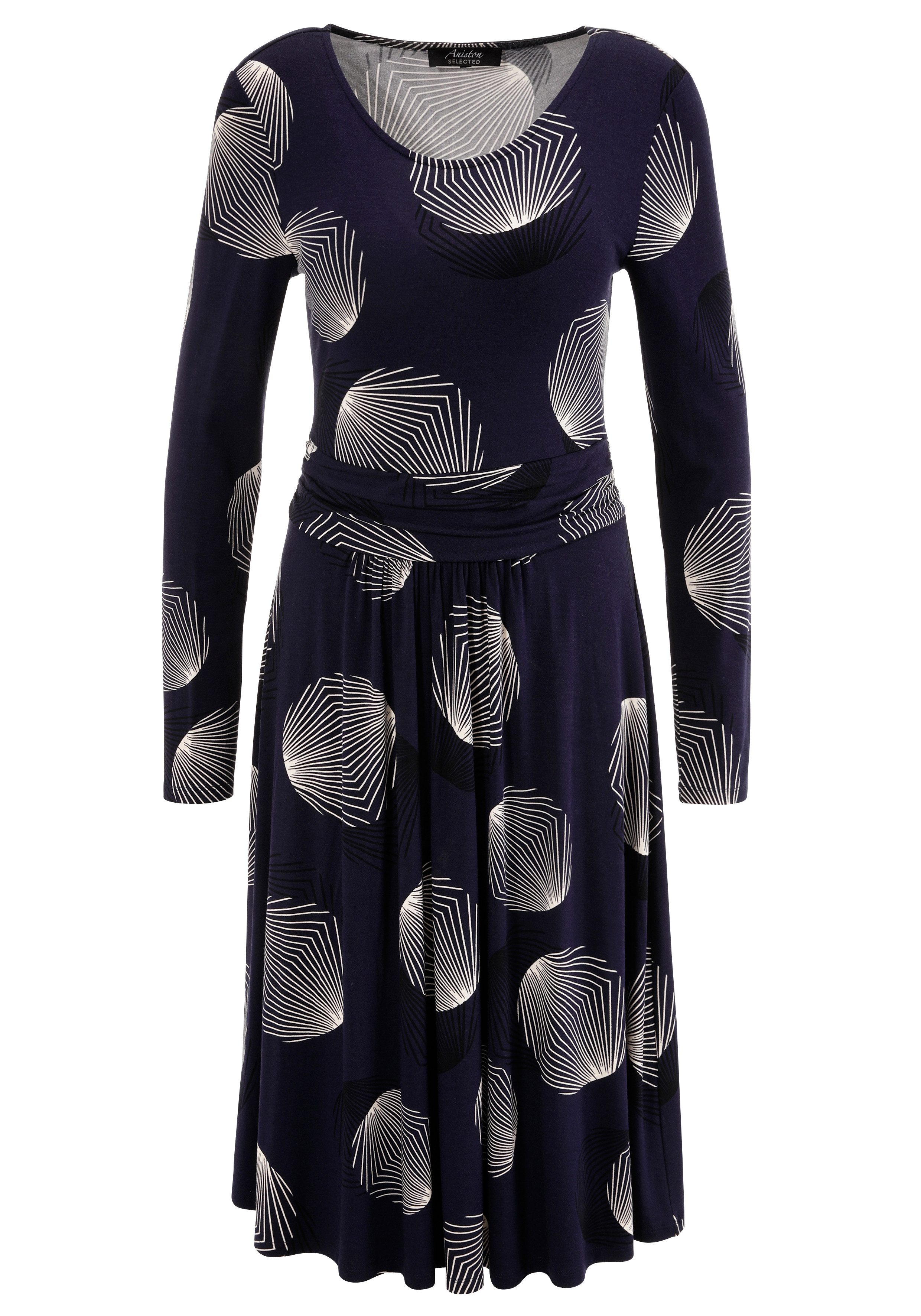 Aniston SELECTED Jerseyjurk met figuuraccentuerende plooien in de taille - nieuwe collectie