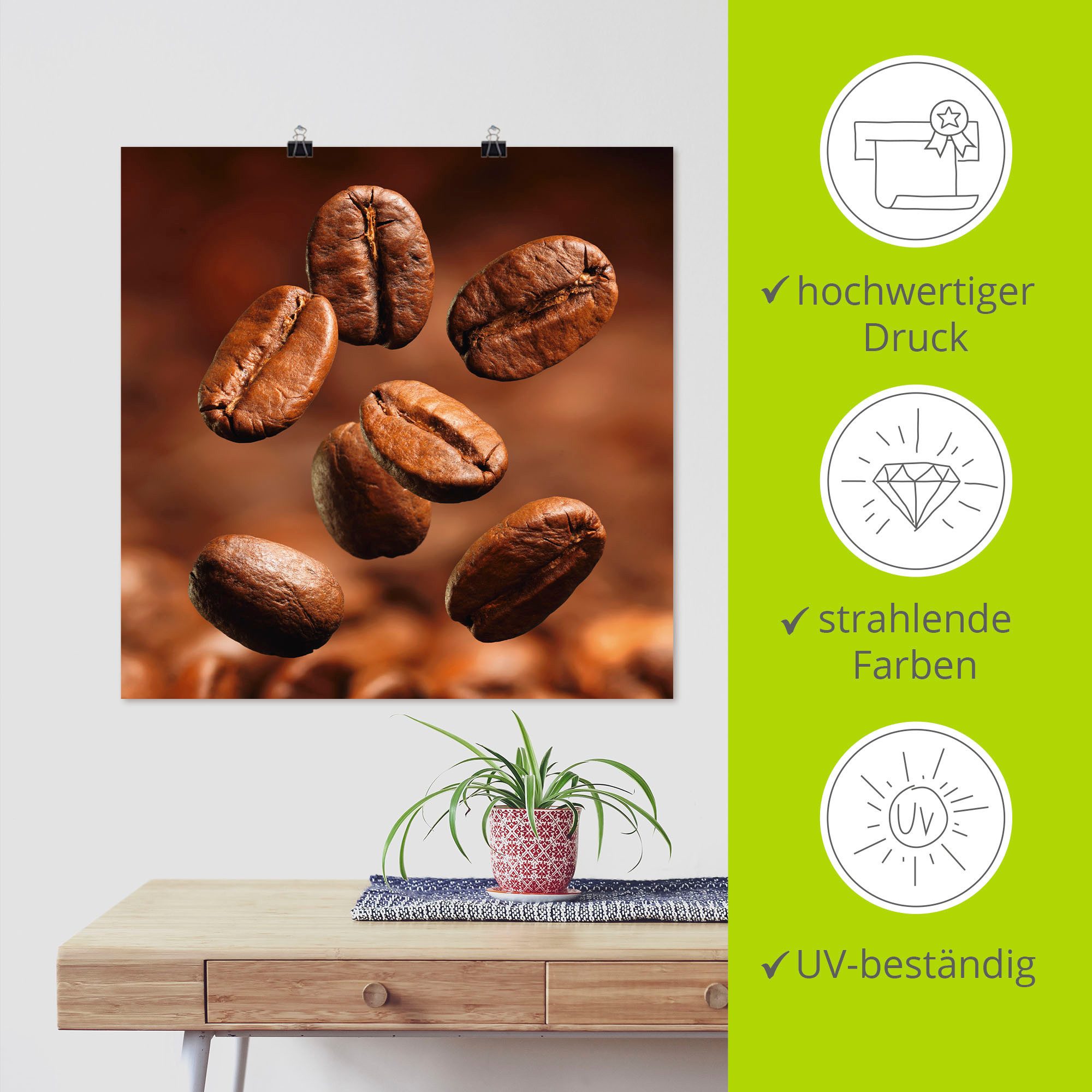 Artland Artprint Close-up van koffiebonen als artprint op linnen, poster in verschillende formaten maten