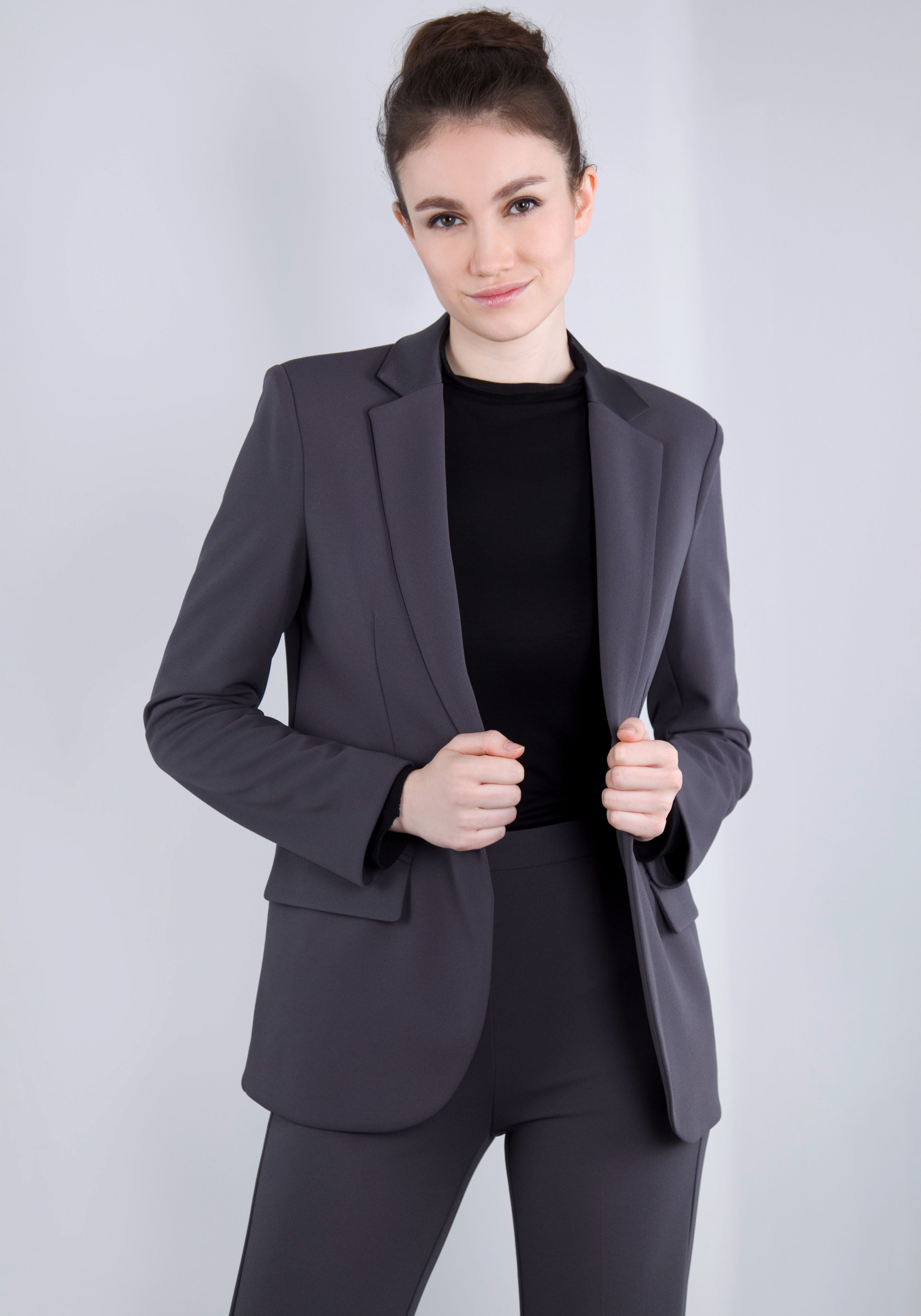 IMPERIAL Lange blazer met satijnen details en stretch