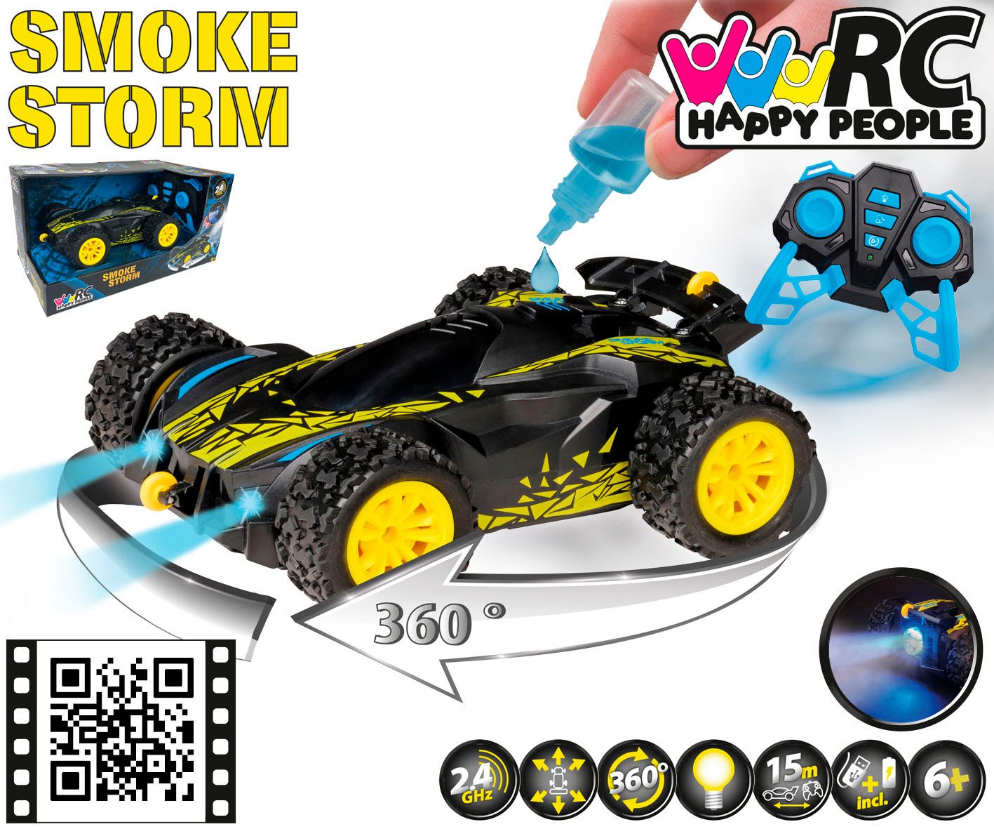 Happy People Radiografisch bestuurbare auto Smoke Storm met licht- en geluidseffect