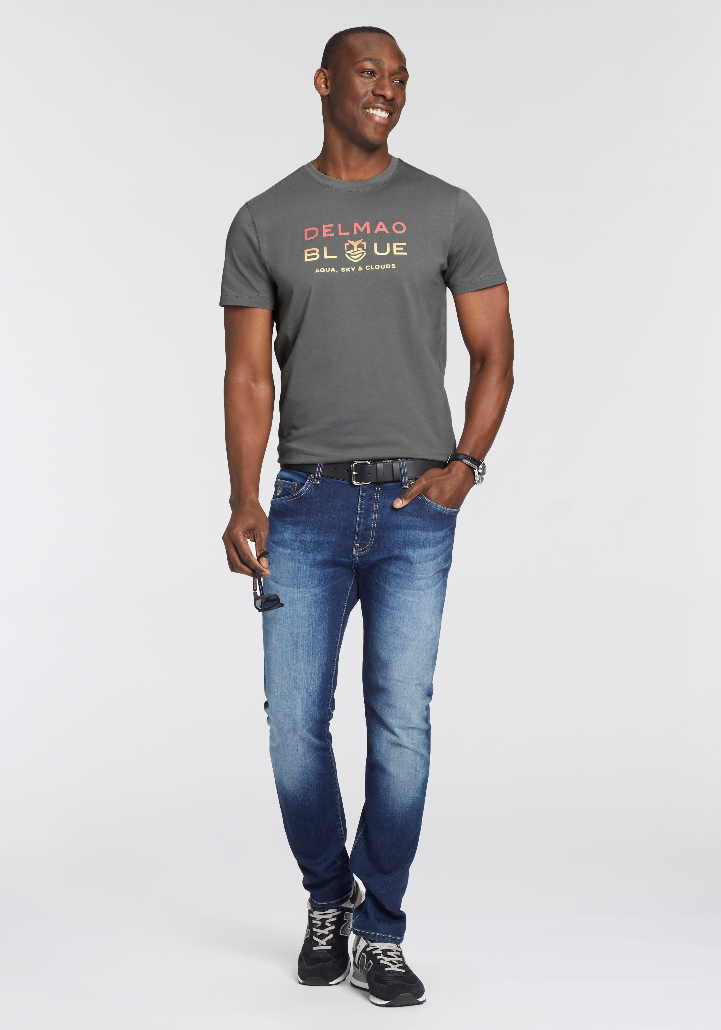 DELMAO T-shirt Korte mouw, bedrukt, ronde hals, van 100% katoen