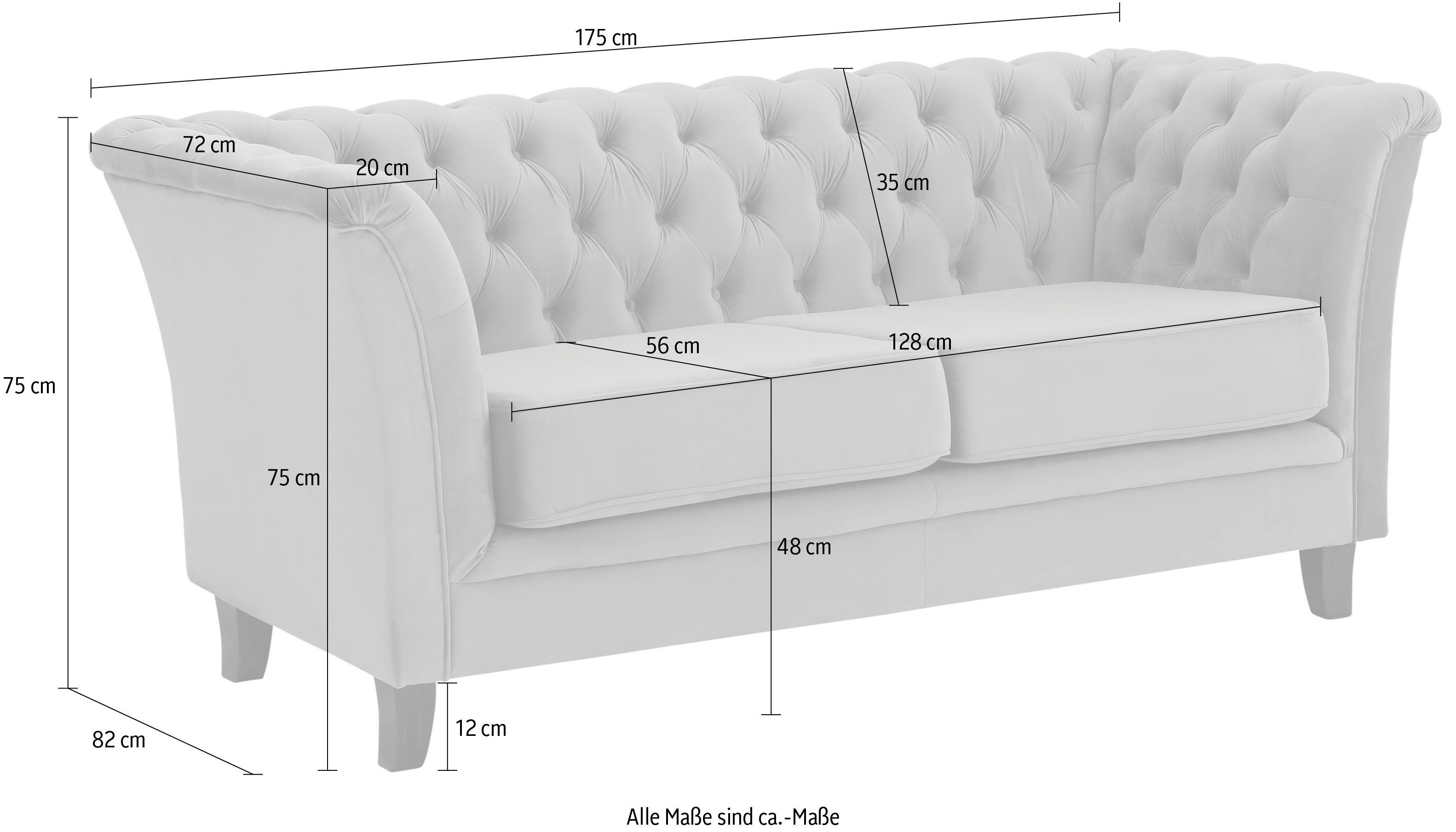 Home affaire Chesterfield-bank DOVER luxueuze capitonnage in chesterfield-look