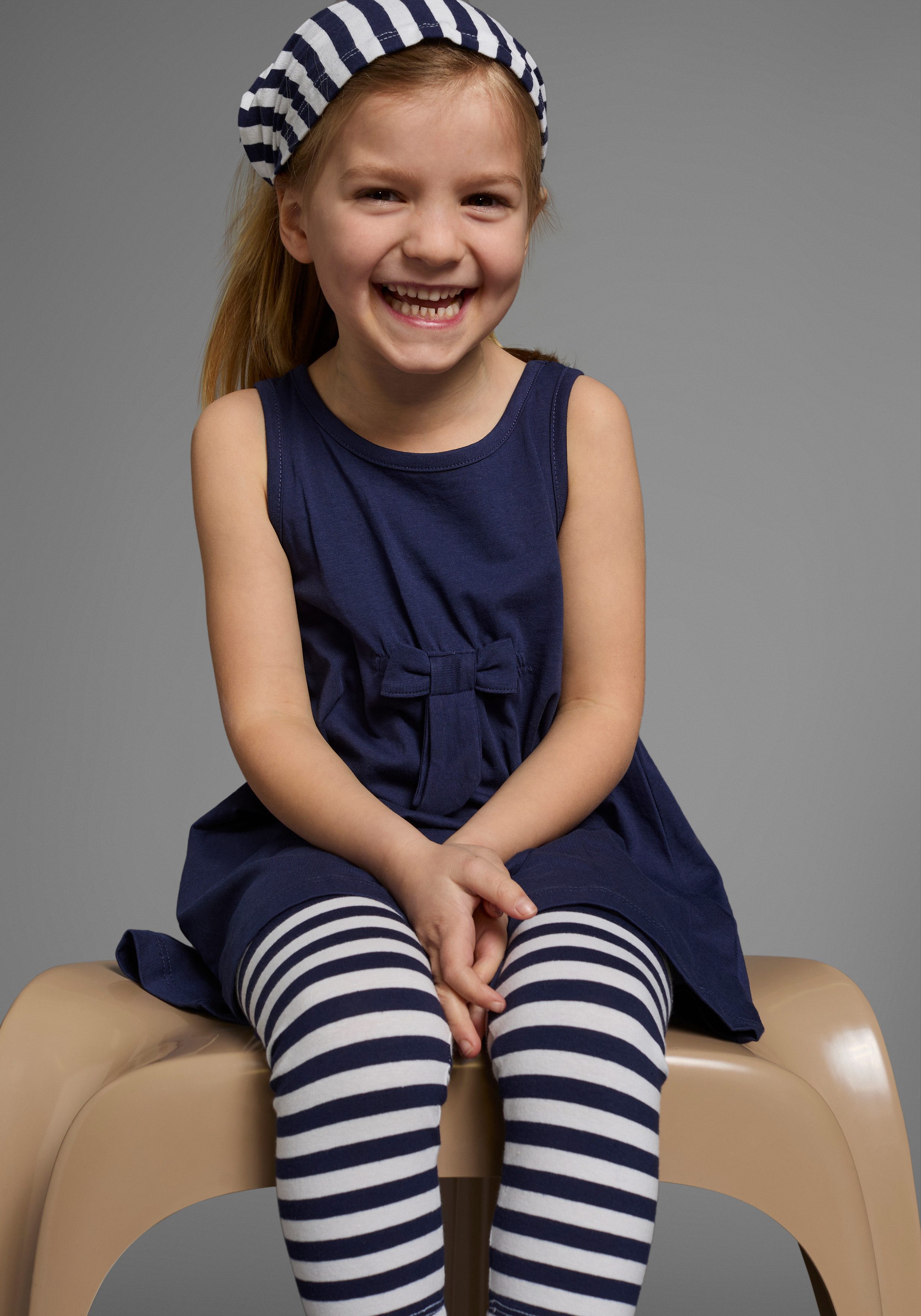 KIDSWORLD Jurk, legging & haarband 3-delig set: jurk, capri en gestreepte haarband (set, 3-delig)