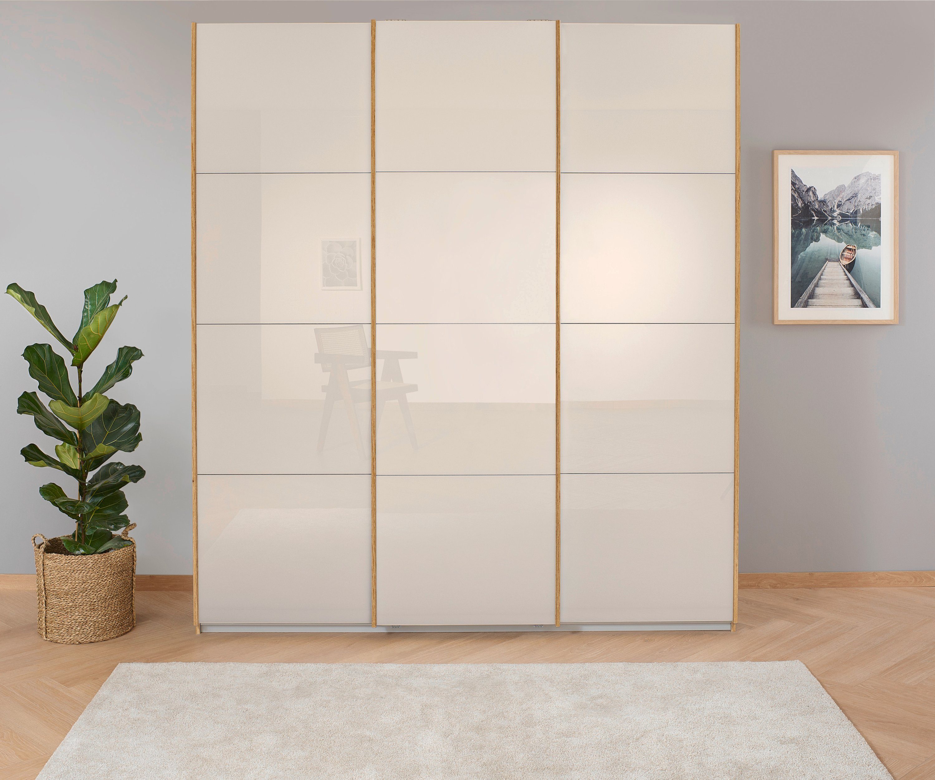 rauch Zweefdeurkast Koluna Glazen front, inclusief 2 lades en extra planken