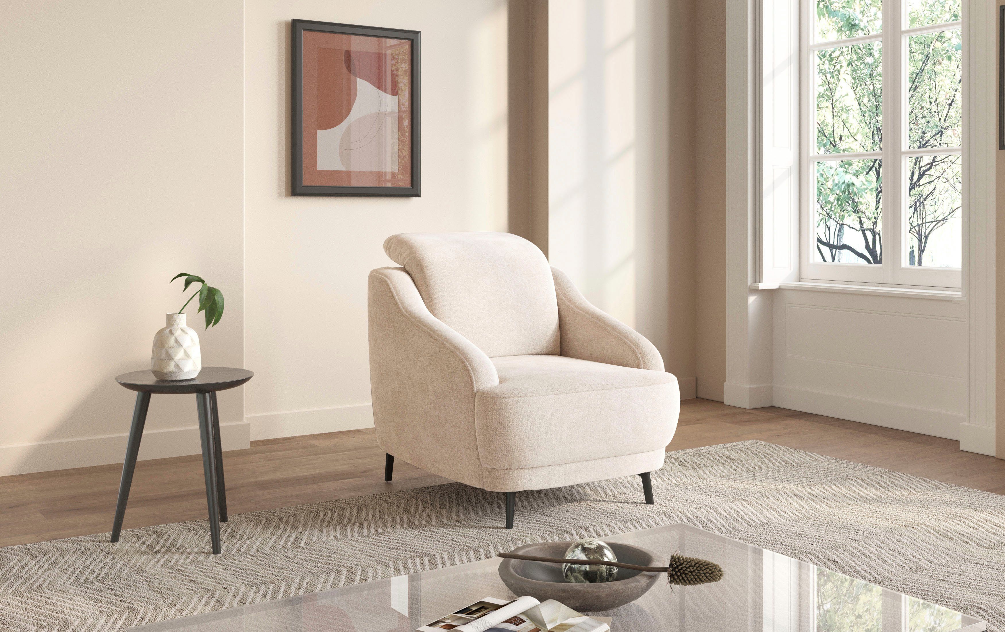 sit&more Fauteuil Blues met metalen poten, matzwart (1 stuk)