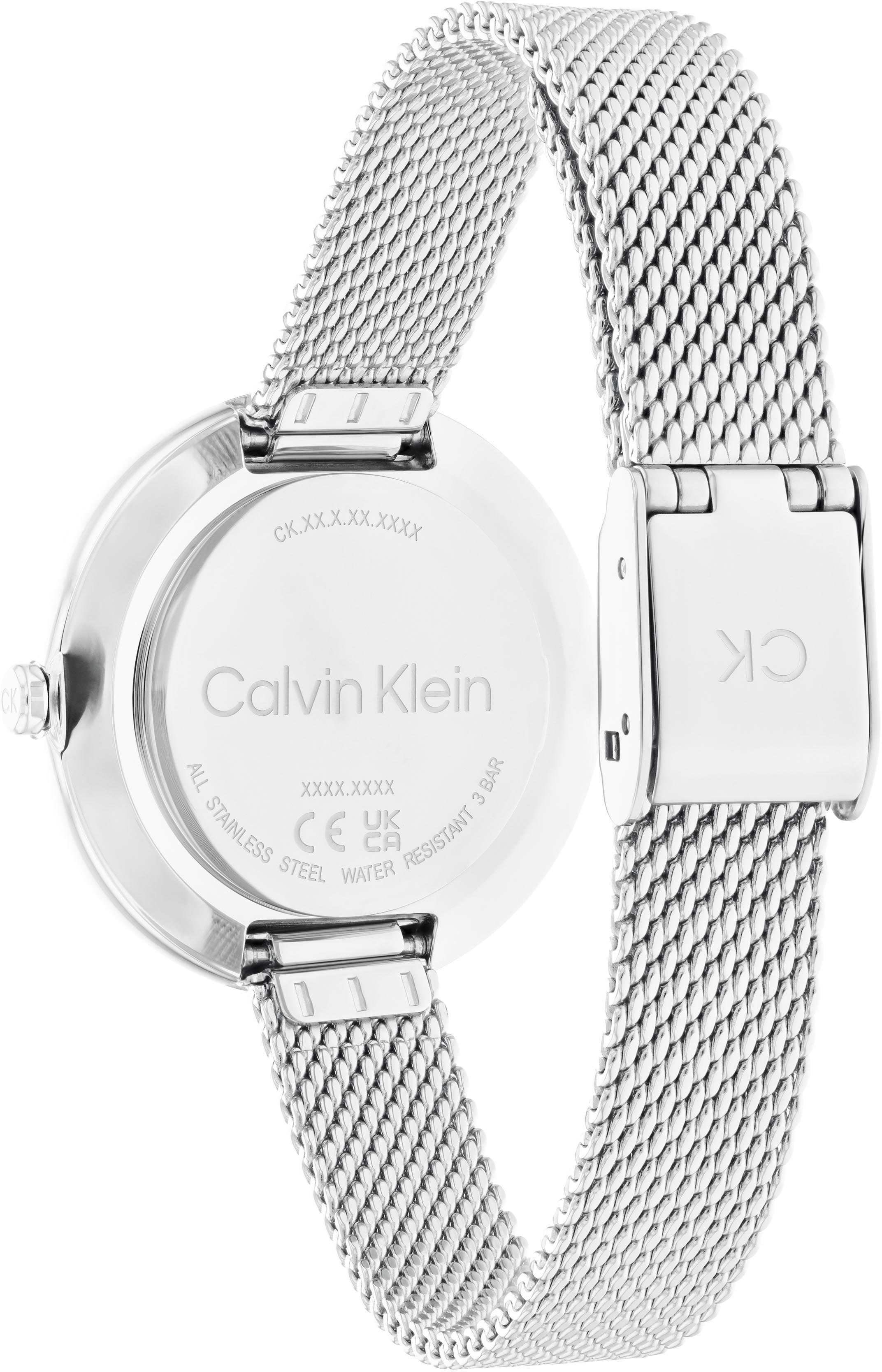 Calvin Klein Kwartshorloge ICONIC MESH Polshorloge, dameshorloge, mineraalglas, roestvrijstalen armband
