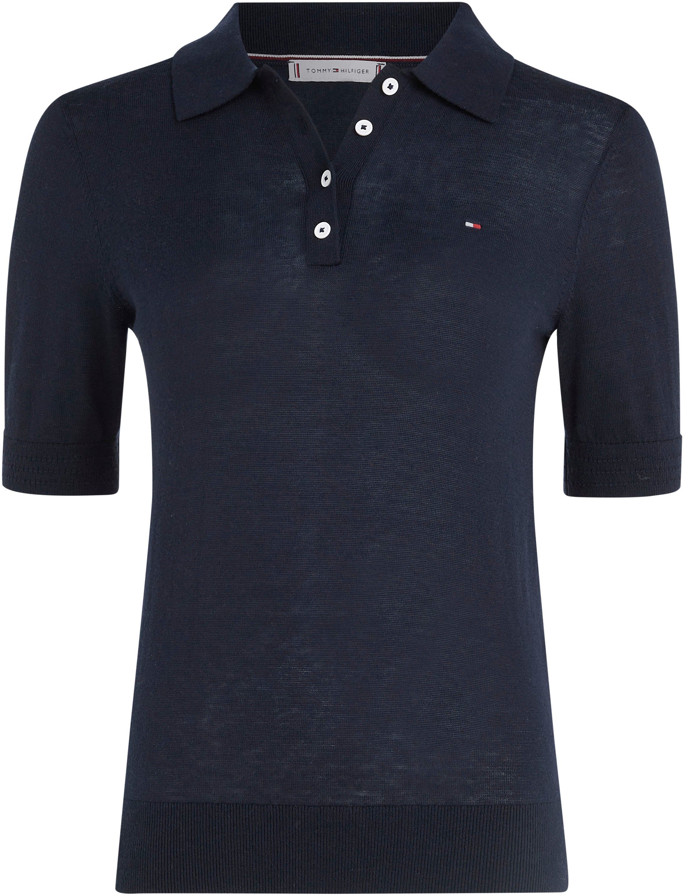 Tommy Hilfiger Trui met polokraag BUTTON POLO SS TOP met logo op borsthoogte