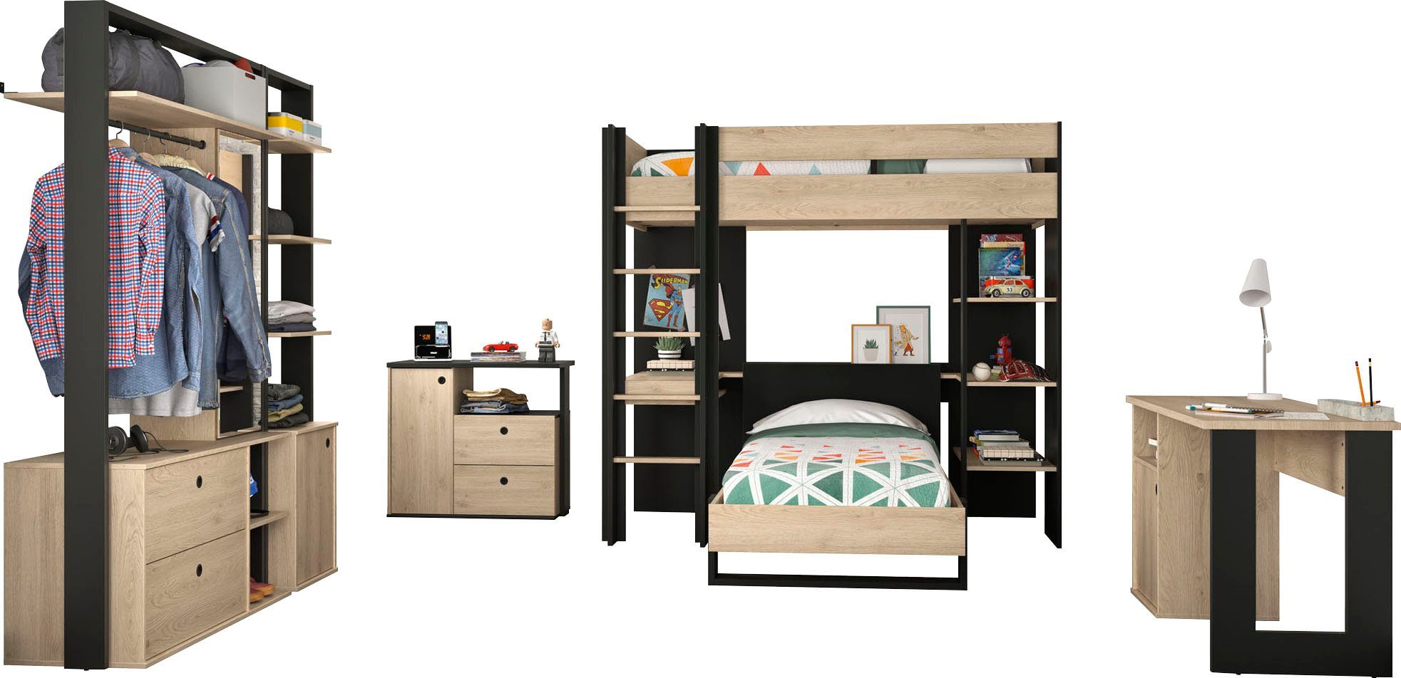 Gami Tienerkamerset Duplex (6-delig) complete kinderkamers beige