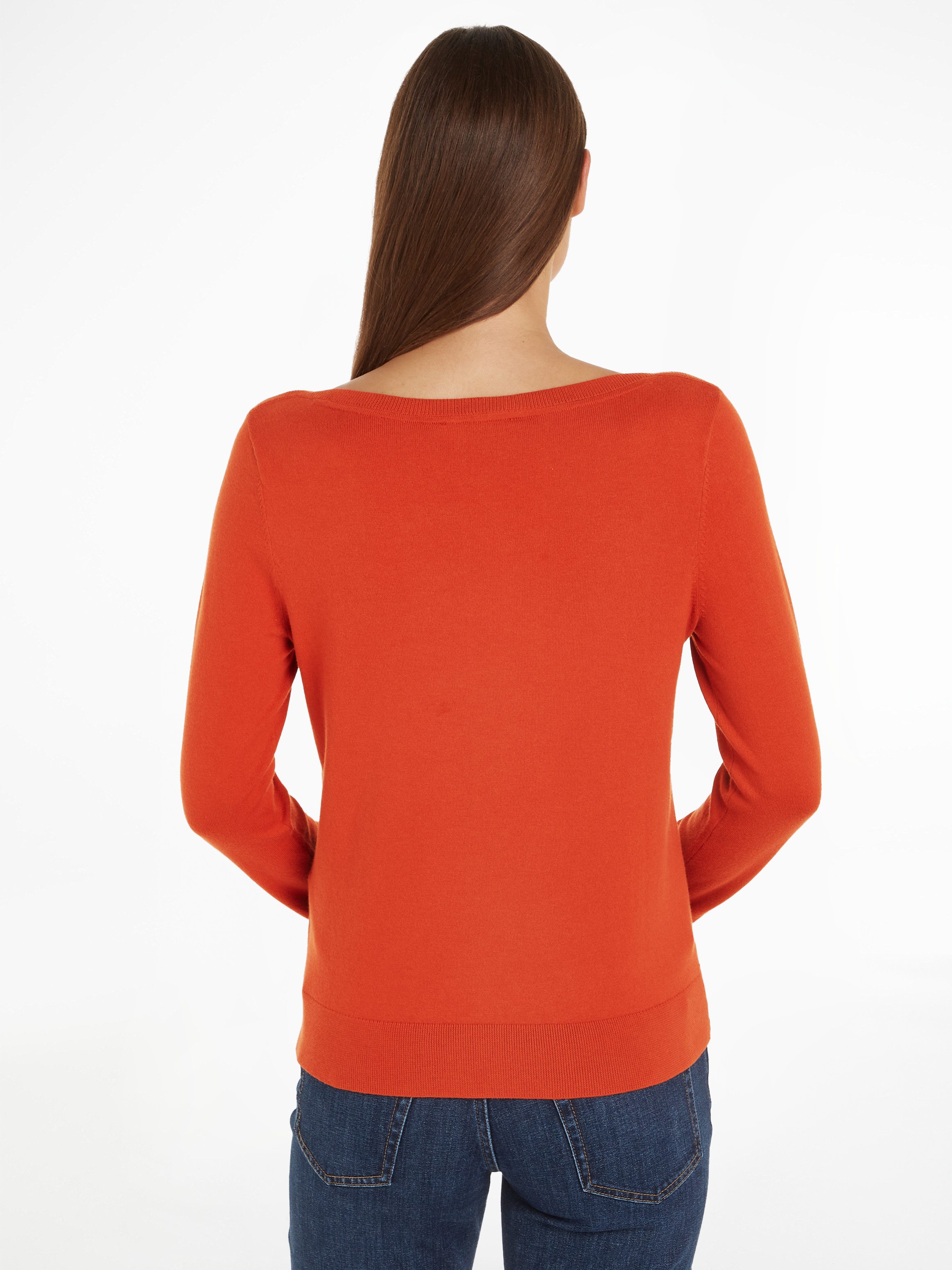 Tommy Hilfiger Gebreide trui CO JERSEY STITCH BOAT-NK SWEATER met -merklabel op de mouw