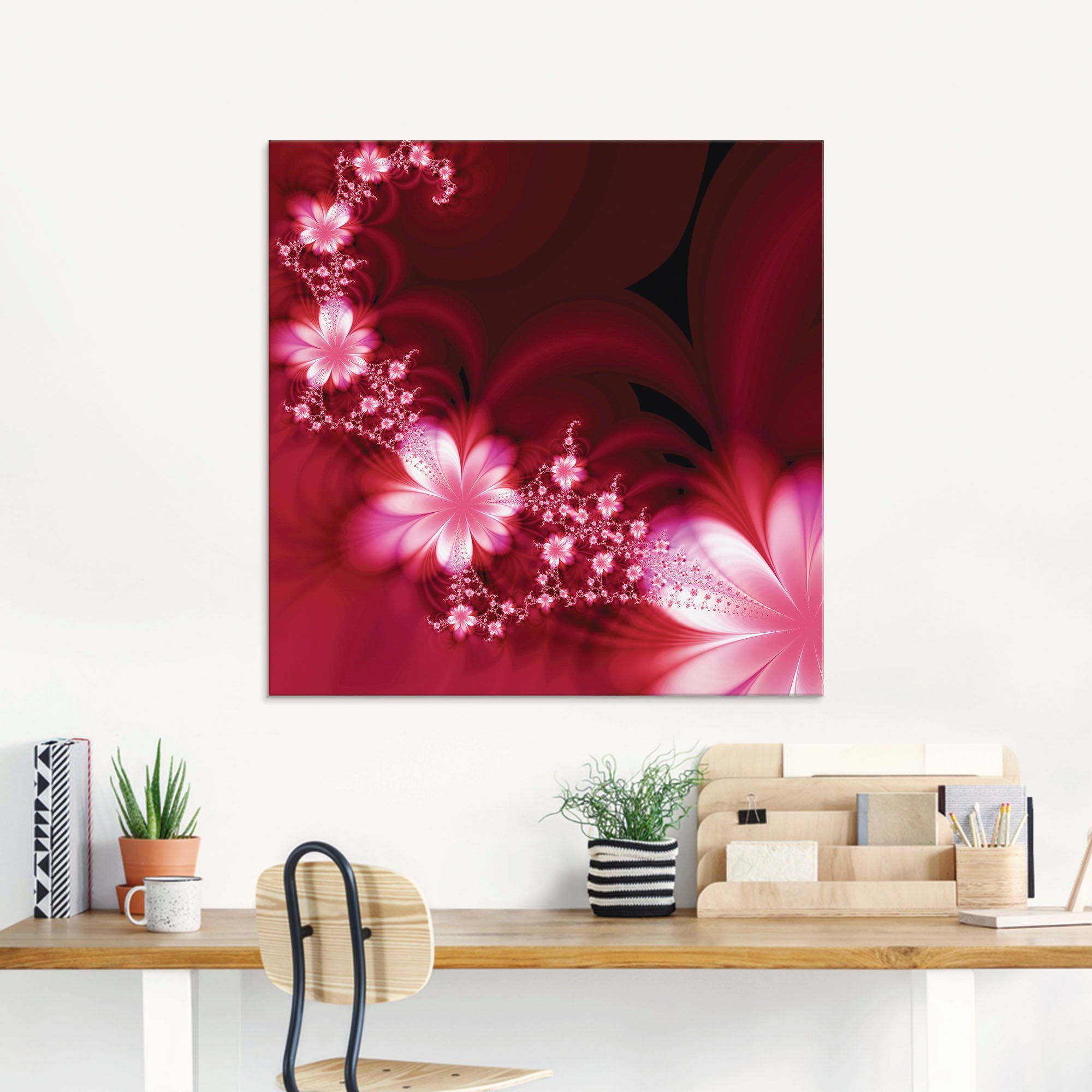 Artland Print op glas Guirlande van bloemen in verschillende maten