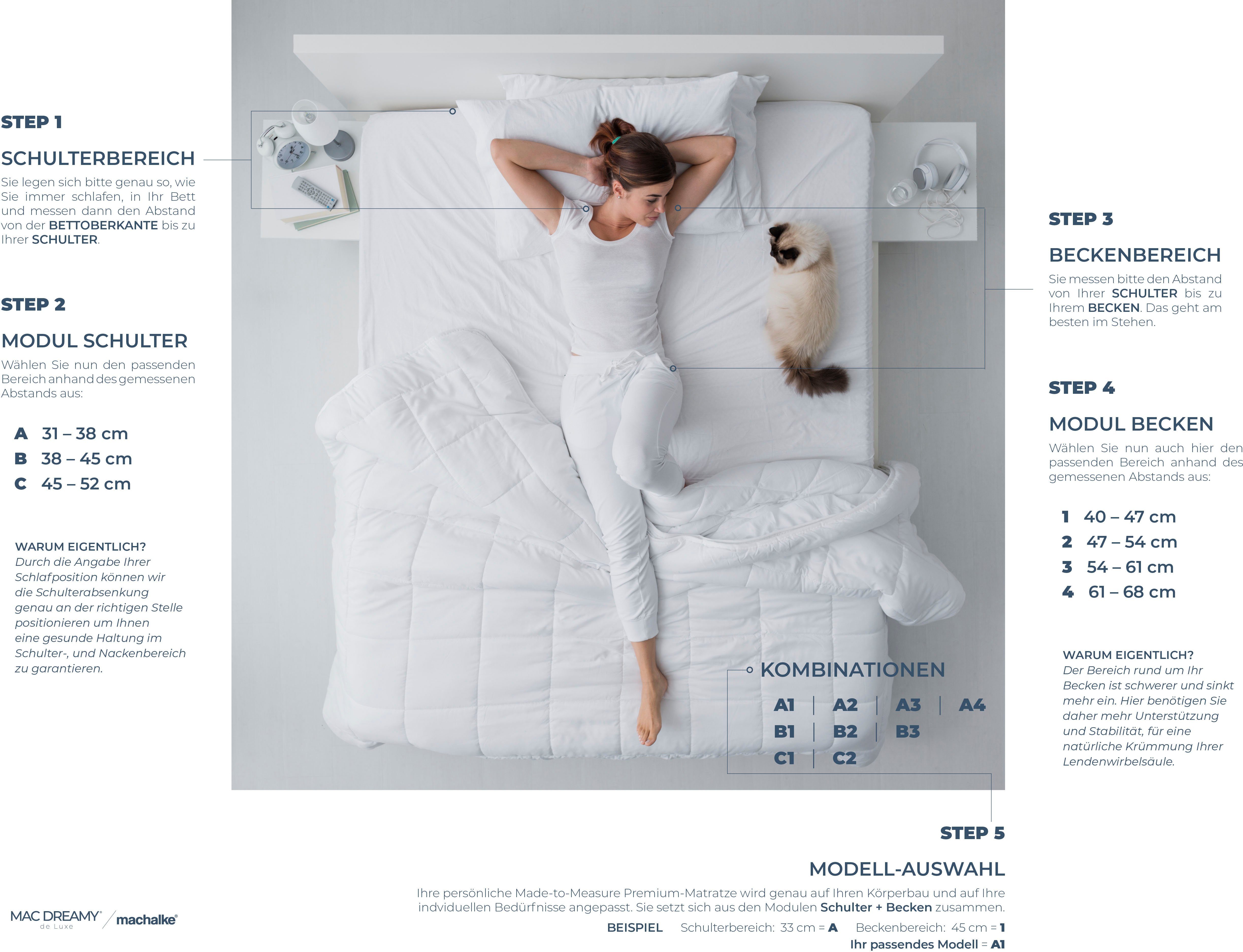 machalke® Koudschuimmatras Mac Dreamy de Luxe Premium matras in verschillende afmetingen, luxueuze tweezijdig te gebruiken matras hoogte 20 cm