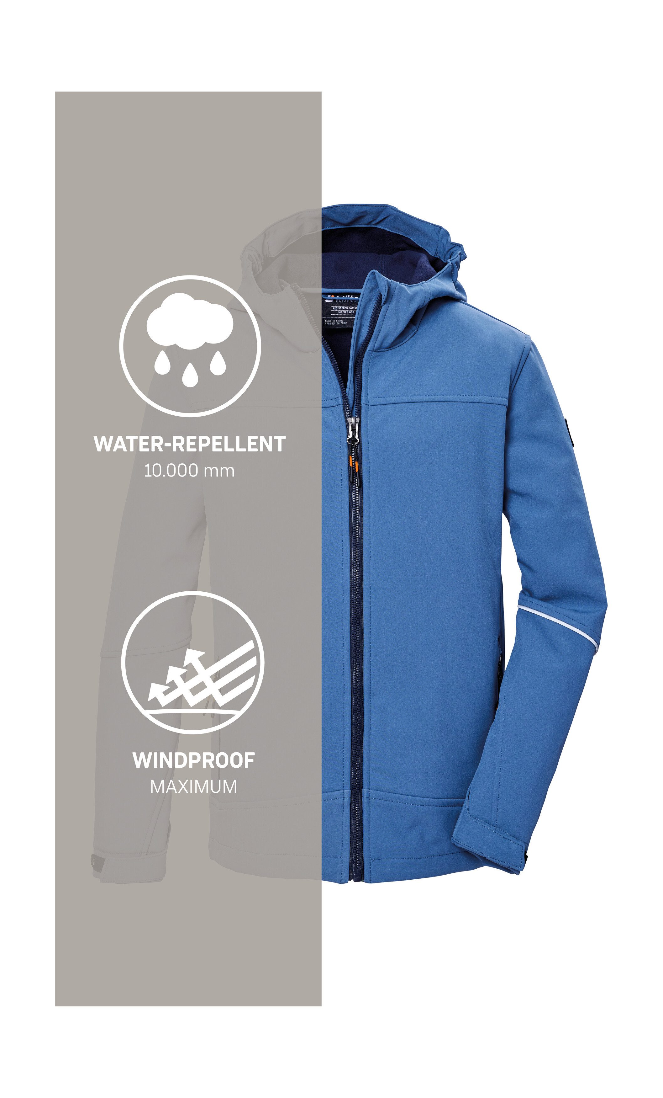 Killtec Softshell-jack KOS 143 BYS SFTSHLL JCKT Wind- en waterafstotende, ademende, PFAS-vrije kinderjas