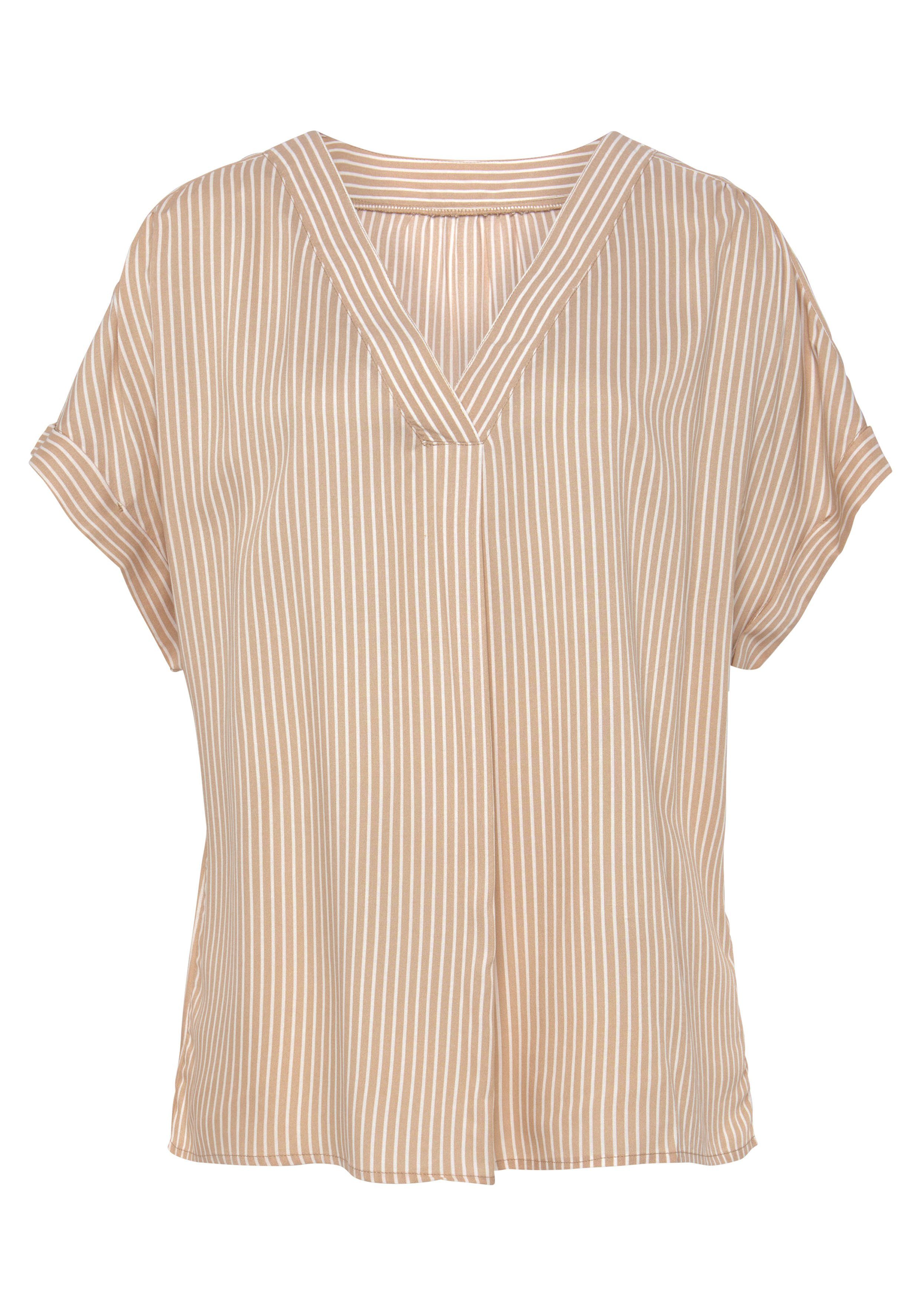 Vivance Blouse met korte mouwen met streep-ontwerp, damesblouse, casual