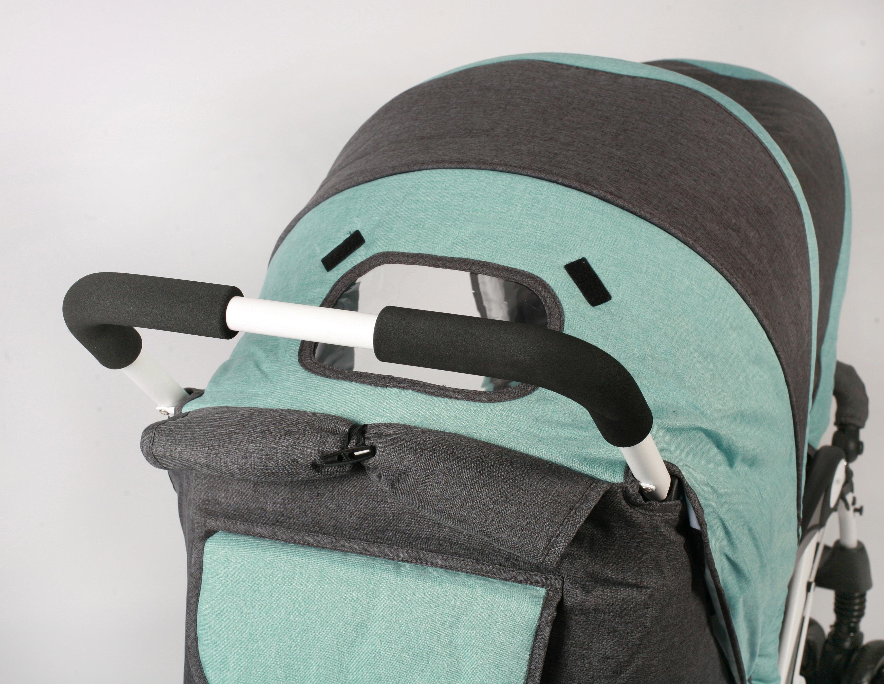 CHIC4BABY Dubbele wagen Duo, melange mint met fixeerbare, dubbel draaiende voorwielen