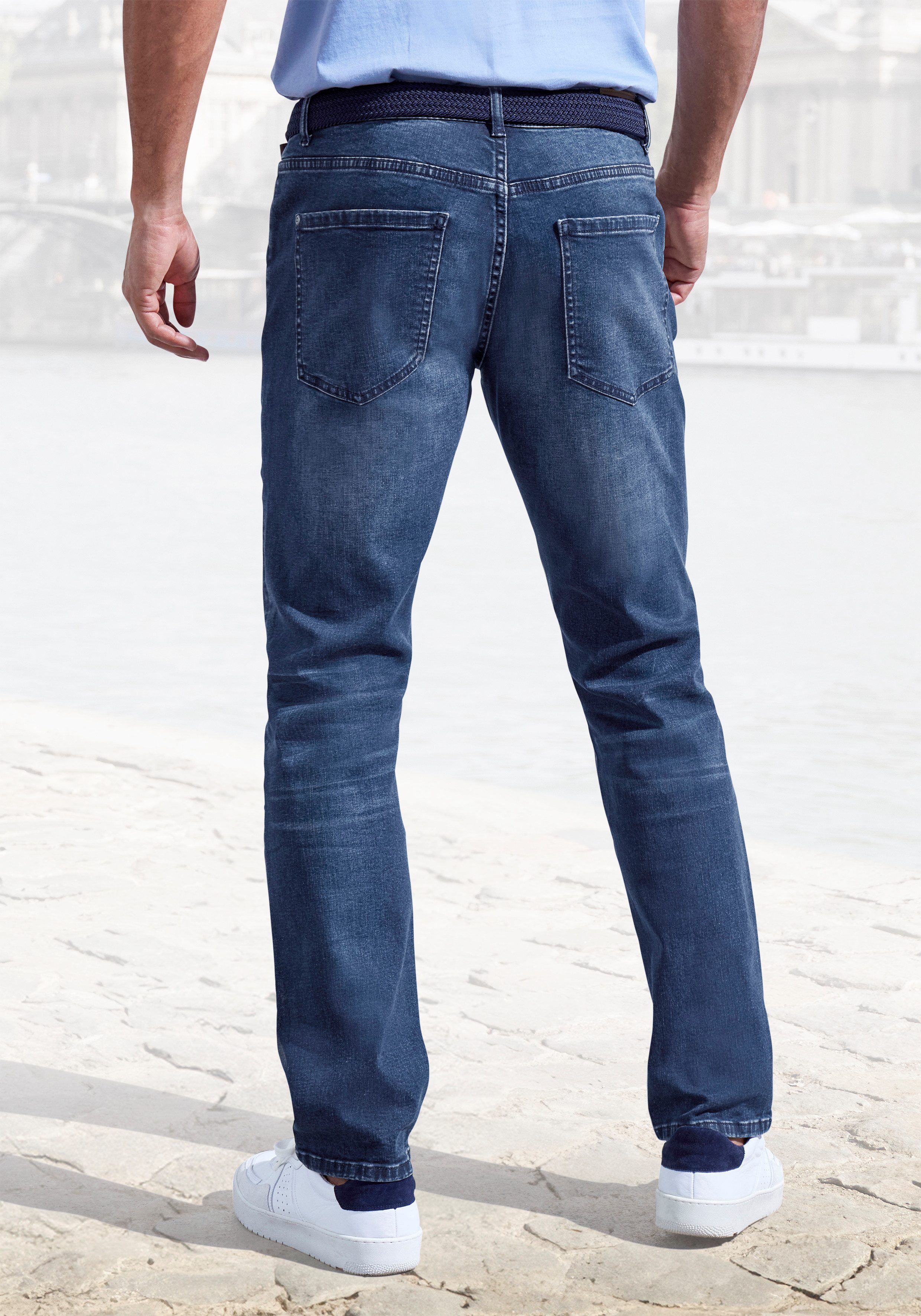 John Devin 5-pocket jeans Straight-fit Jeans in elastische denimkwaliteit