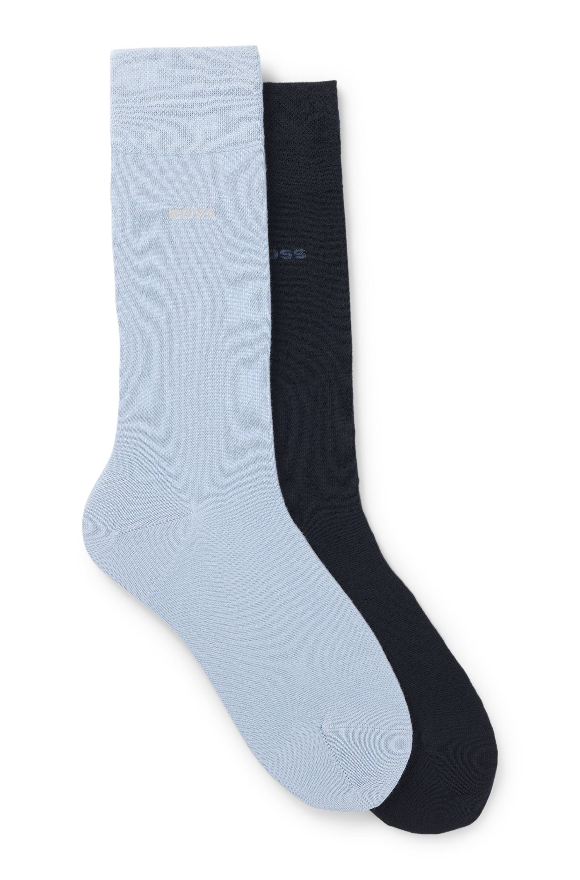 BOSS Business-sokken 2P RS Bamboo 1027 met gebreide boorden (set, 2 paar) heren sokken maat 39-42 blauw
