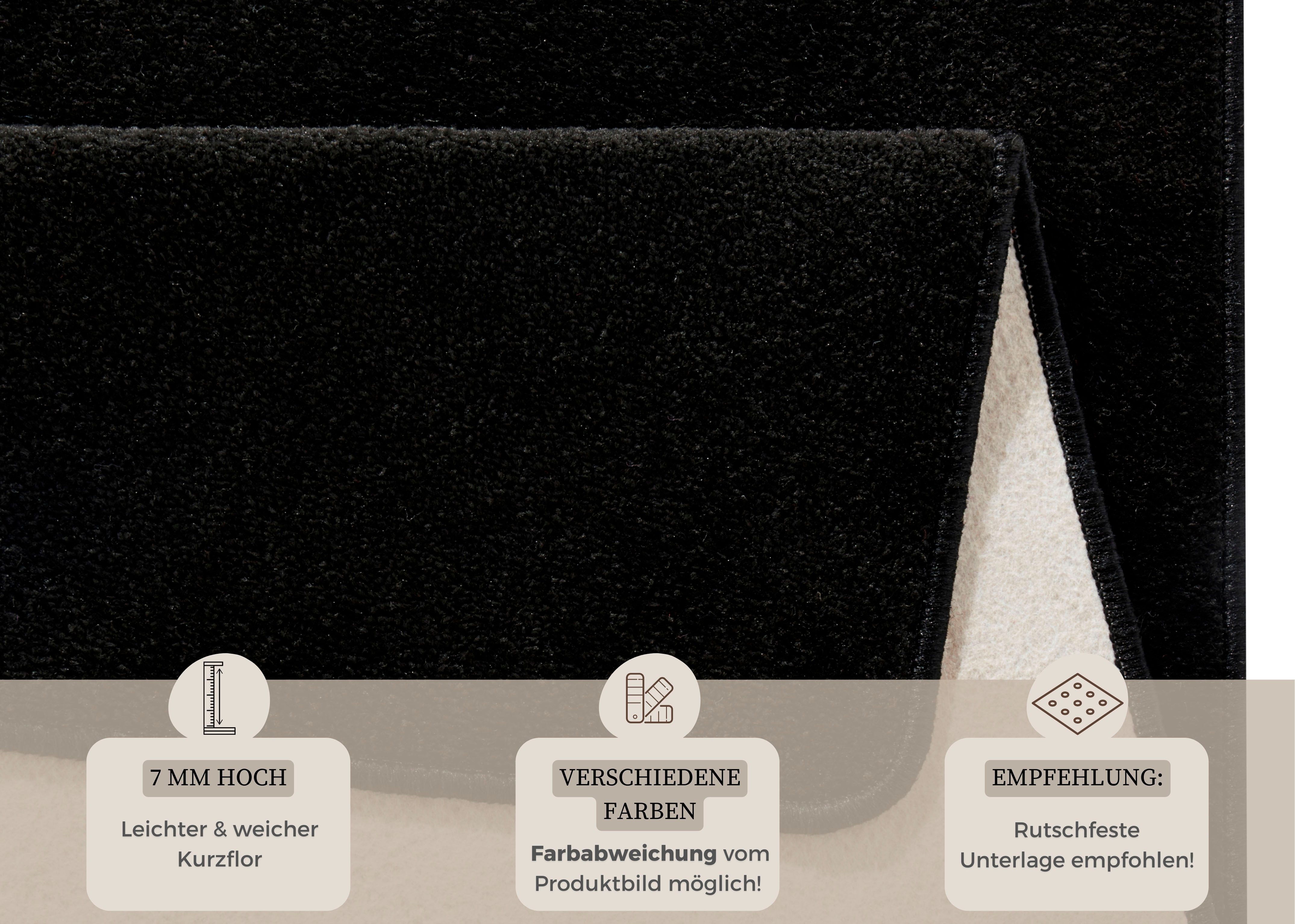 HANSE Home Vloerkleed Fancy Kortpolig, loper, effen, geketteld, woonkamer, slaapkamer, eetkamer