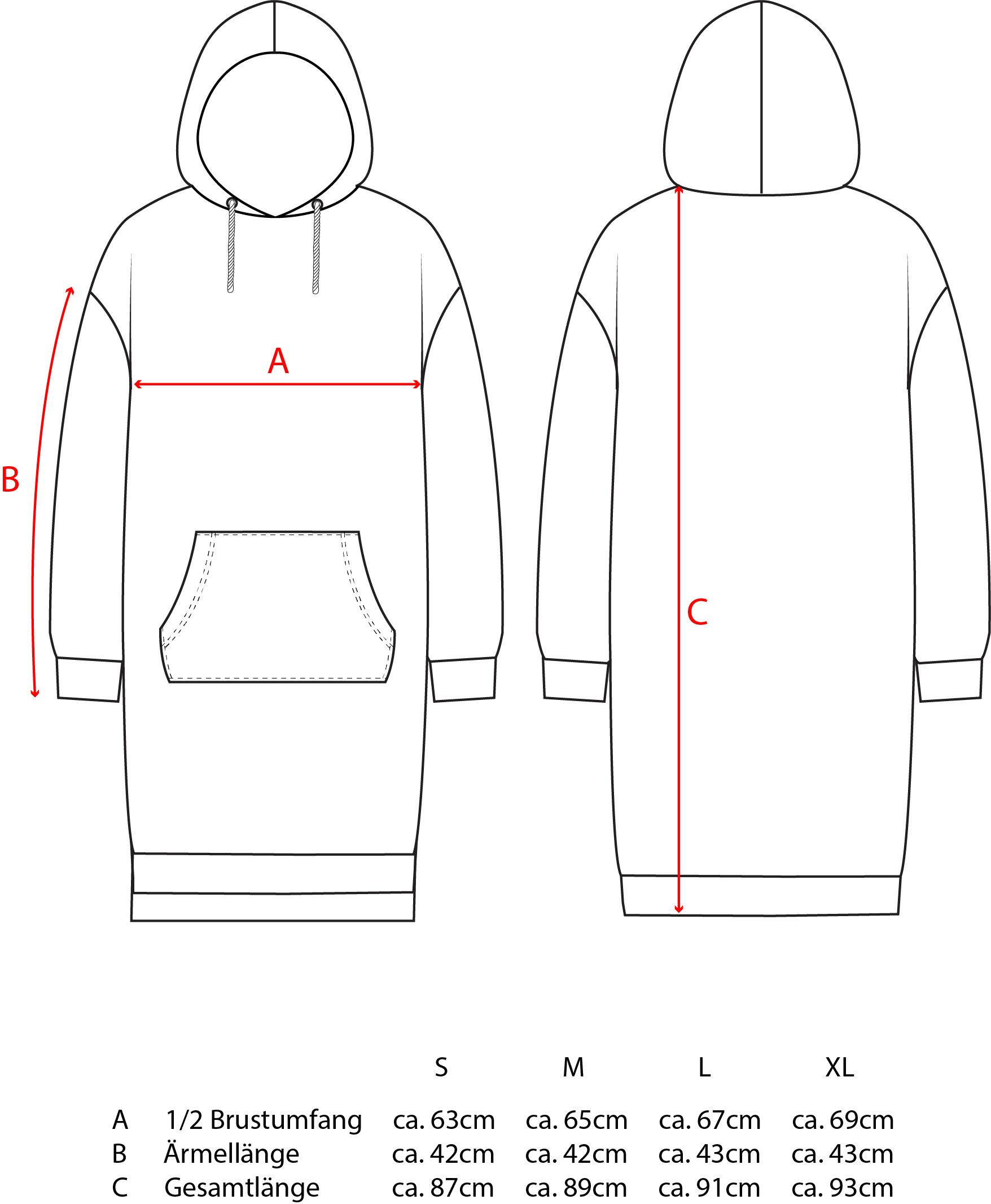 Zwillingsherz Sweatjurk Love Amour Liebe met praktische voorzakken en bedrukte koord