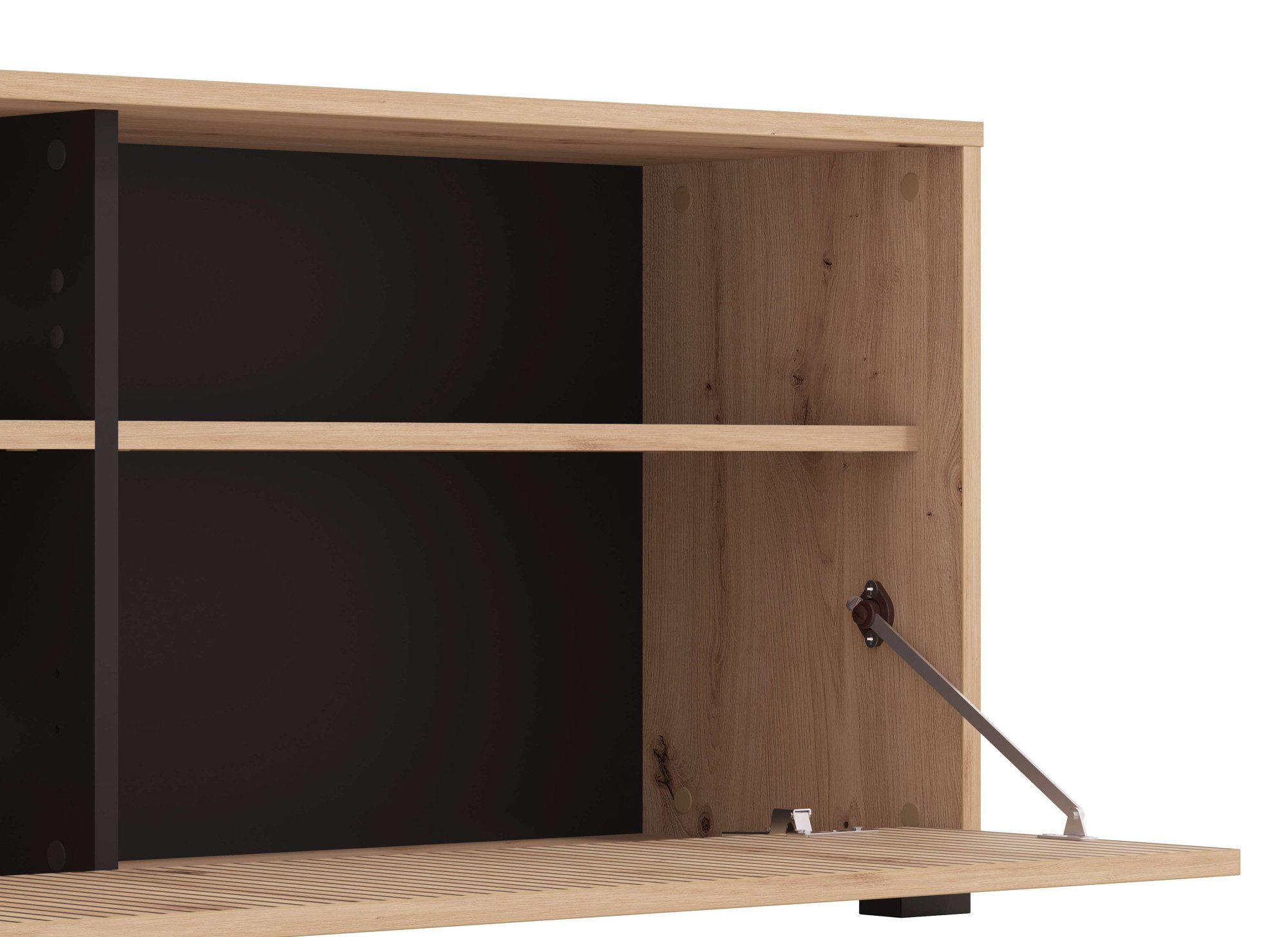 INOSIGN Wandmeubel Chania, 195 cm, incl. TV-meubel en Highboard Trendkleuren, met decoratieve zwarte strepen, in artisan eiken (complete set)