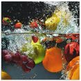 artland keukenwand fruit in opspattend water zelfklevend in vele maten - spatscherm keuken achter kookplaat en spoelbak als wandbescherming tegen vet, water en vuil - achterwand, wandbekleding van aluminium (1-delig) multicolor