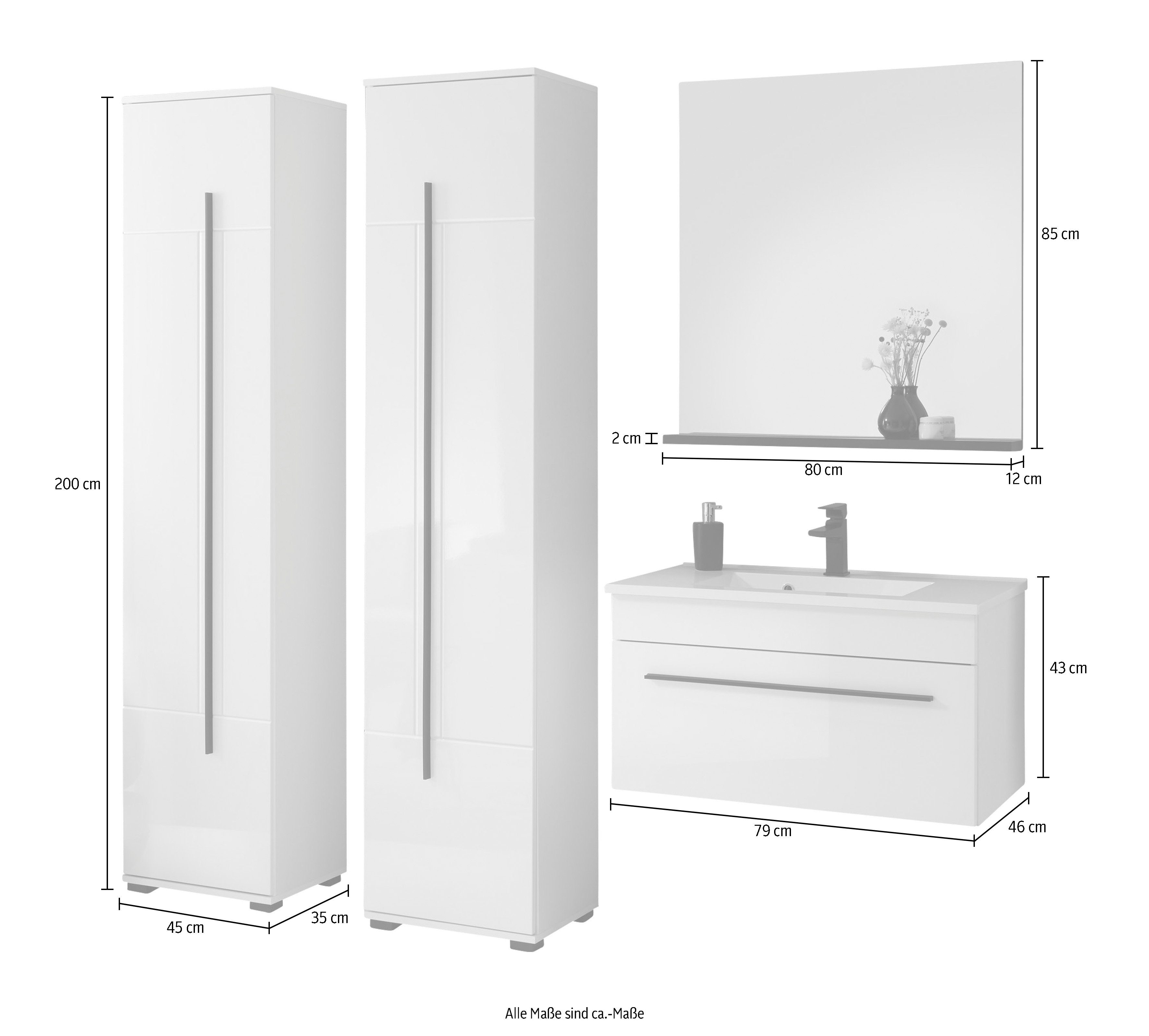 INOSIGN Badkamerserie Cantara, Bad im modernen Design, 4-teiliges Badezimmer Hoogglanzende fronten (set, 4-delig)